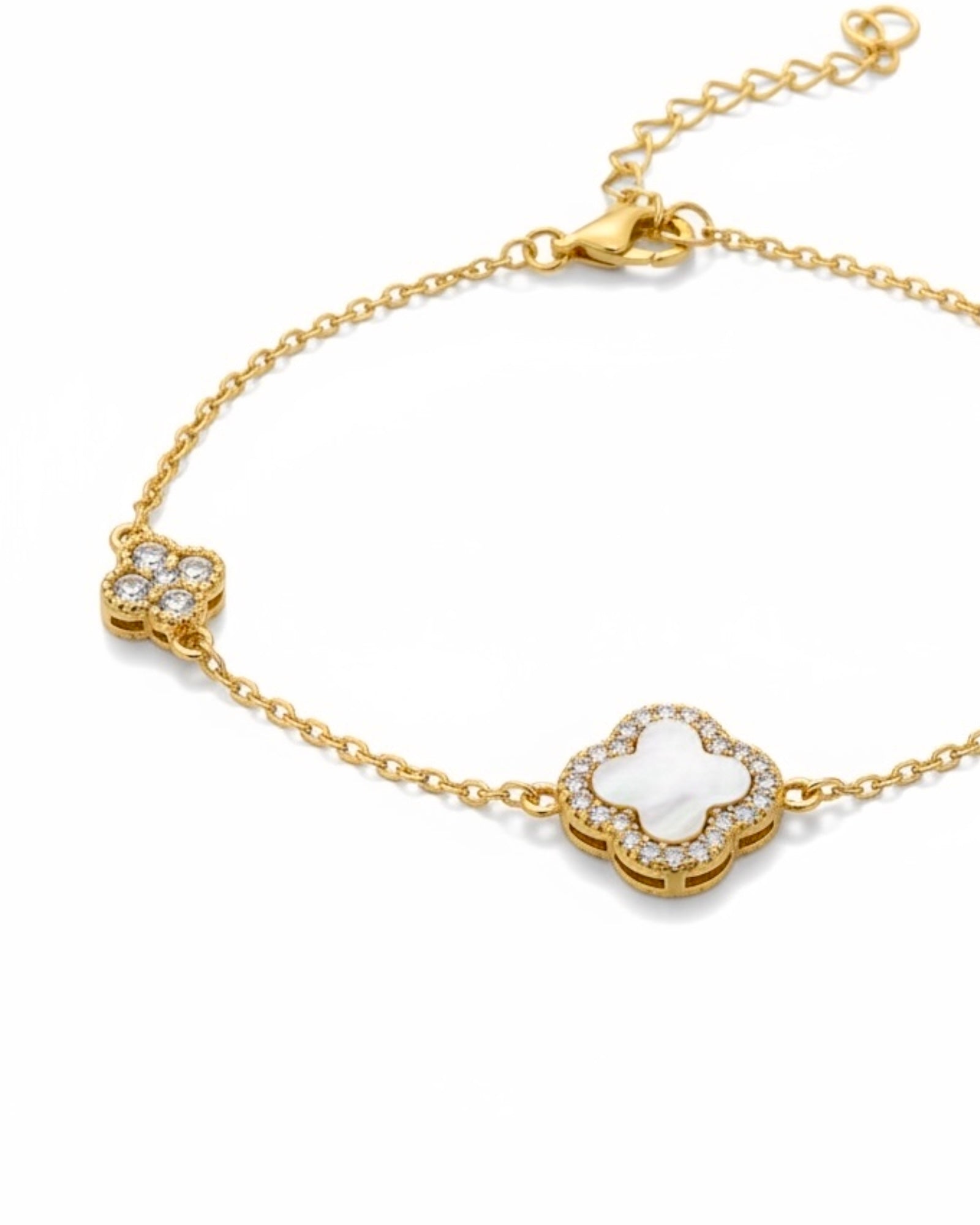 Pulseira Trevos em Prata Dourada