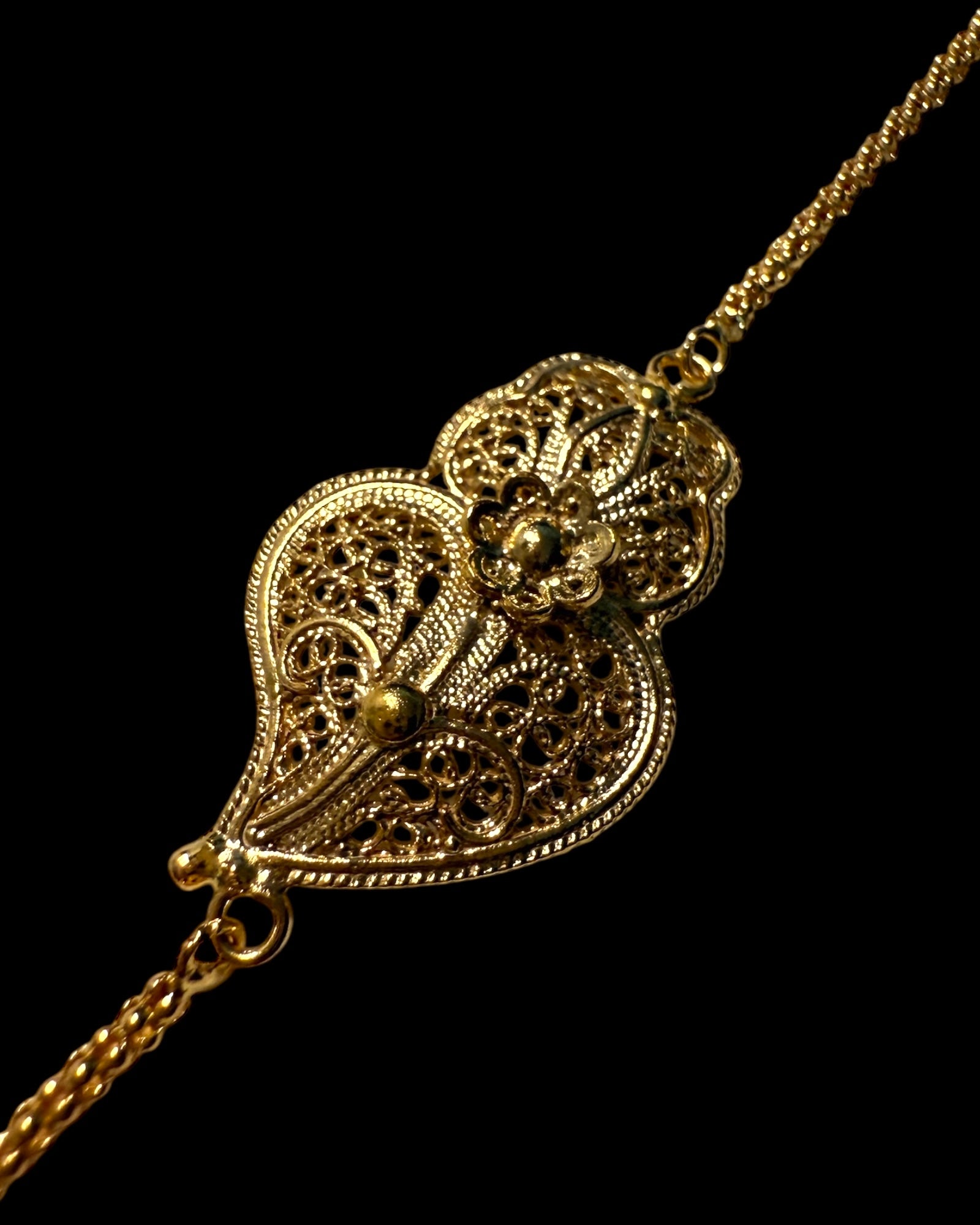 Pulseira Coração de Viana em Prata Dourada