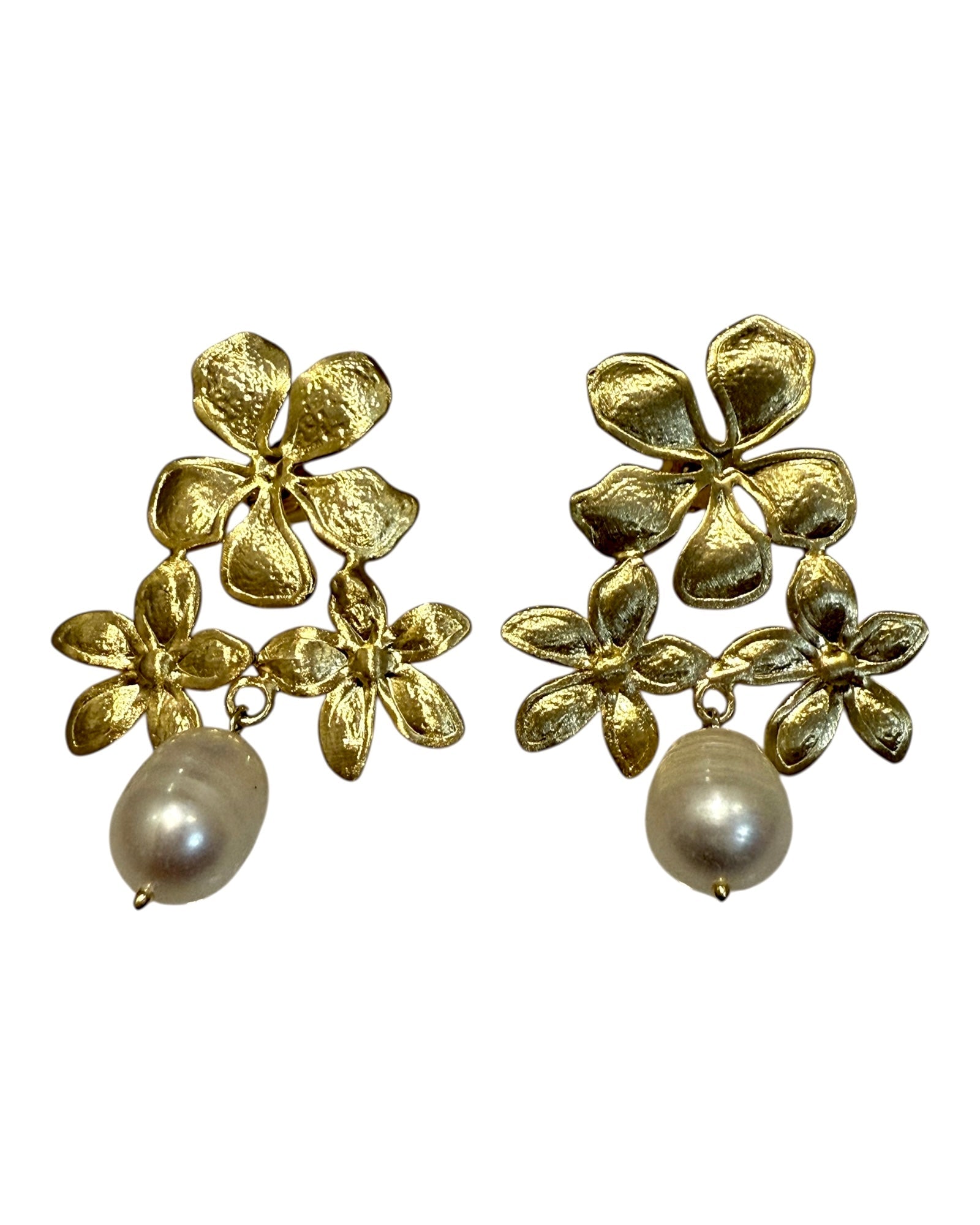 White Earrings in Gold Plated Silver