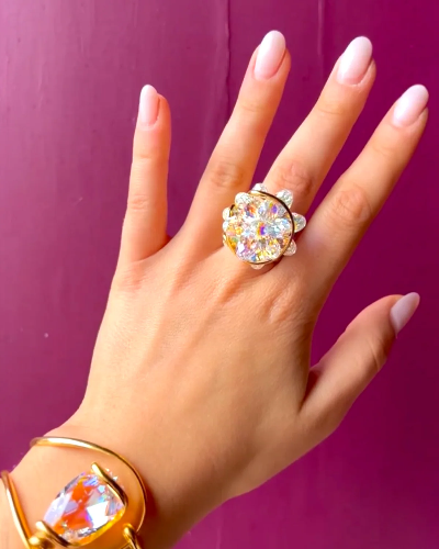 Colorful Glitter Ring in Gold-Plated Silver