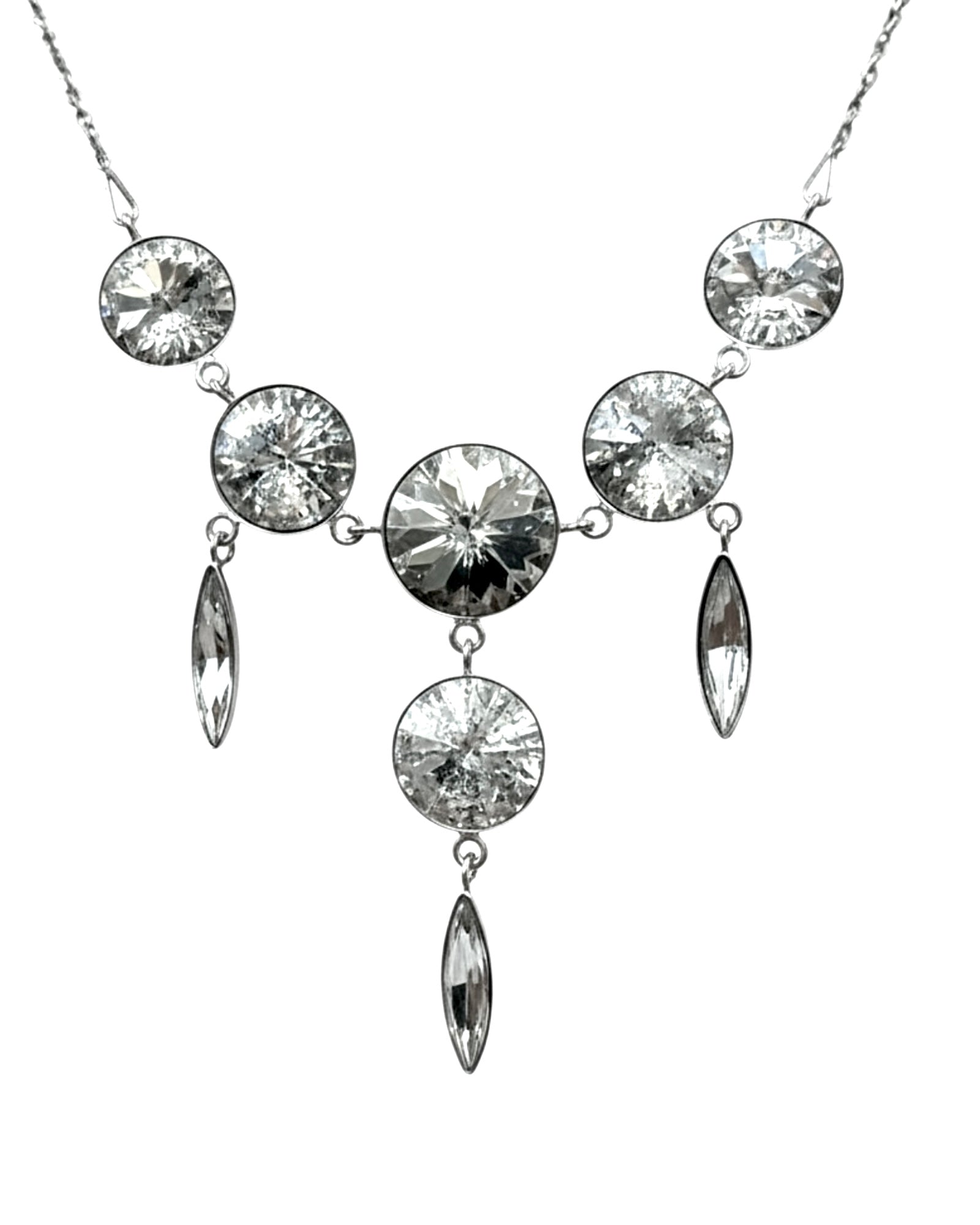 Necklace with Crystals in White Silver