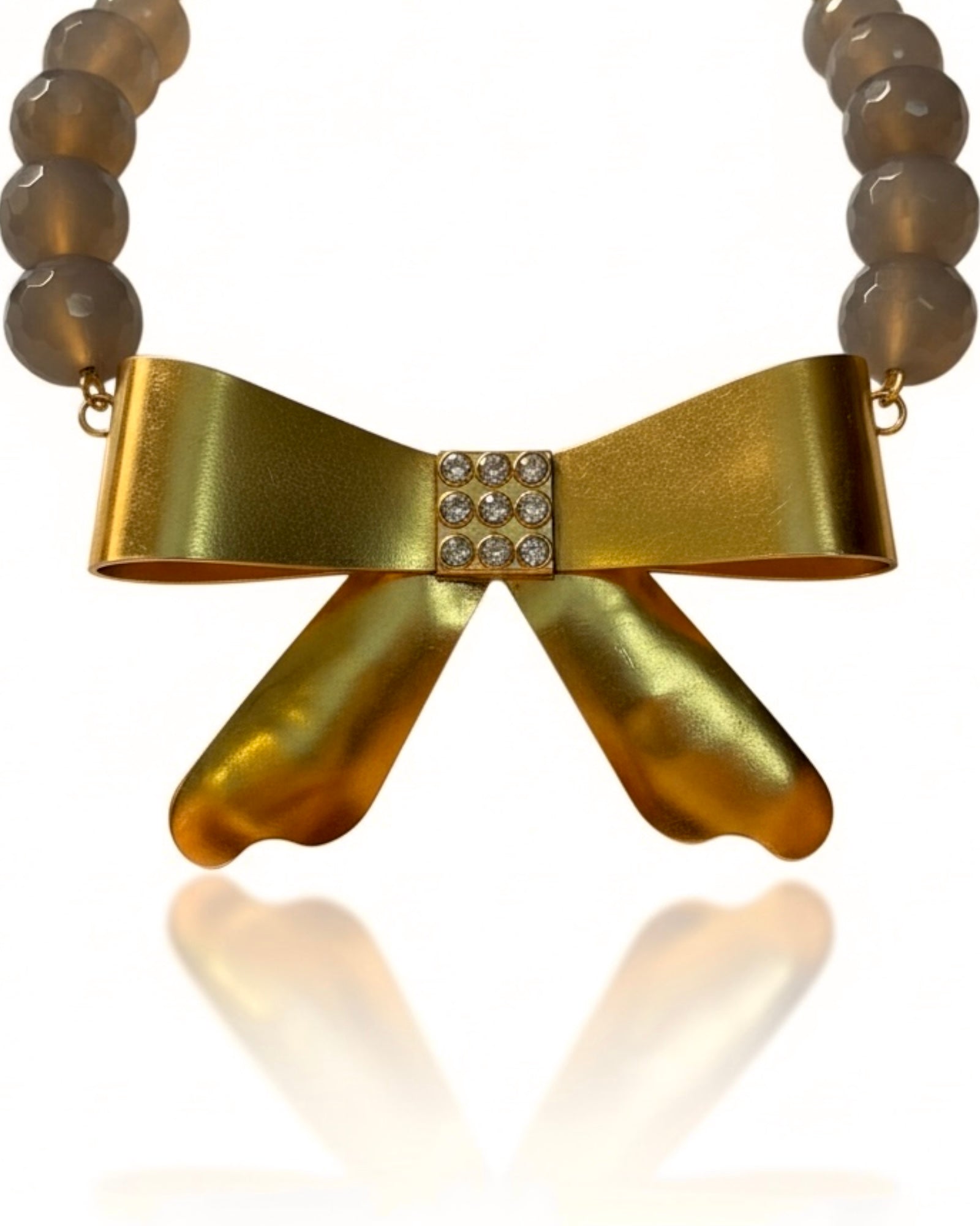 Colar Laço em Prata Dourada