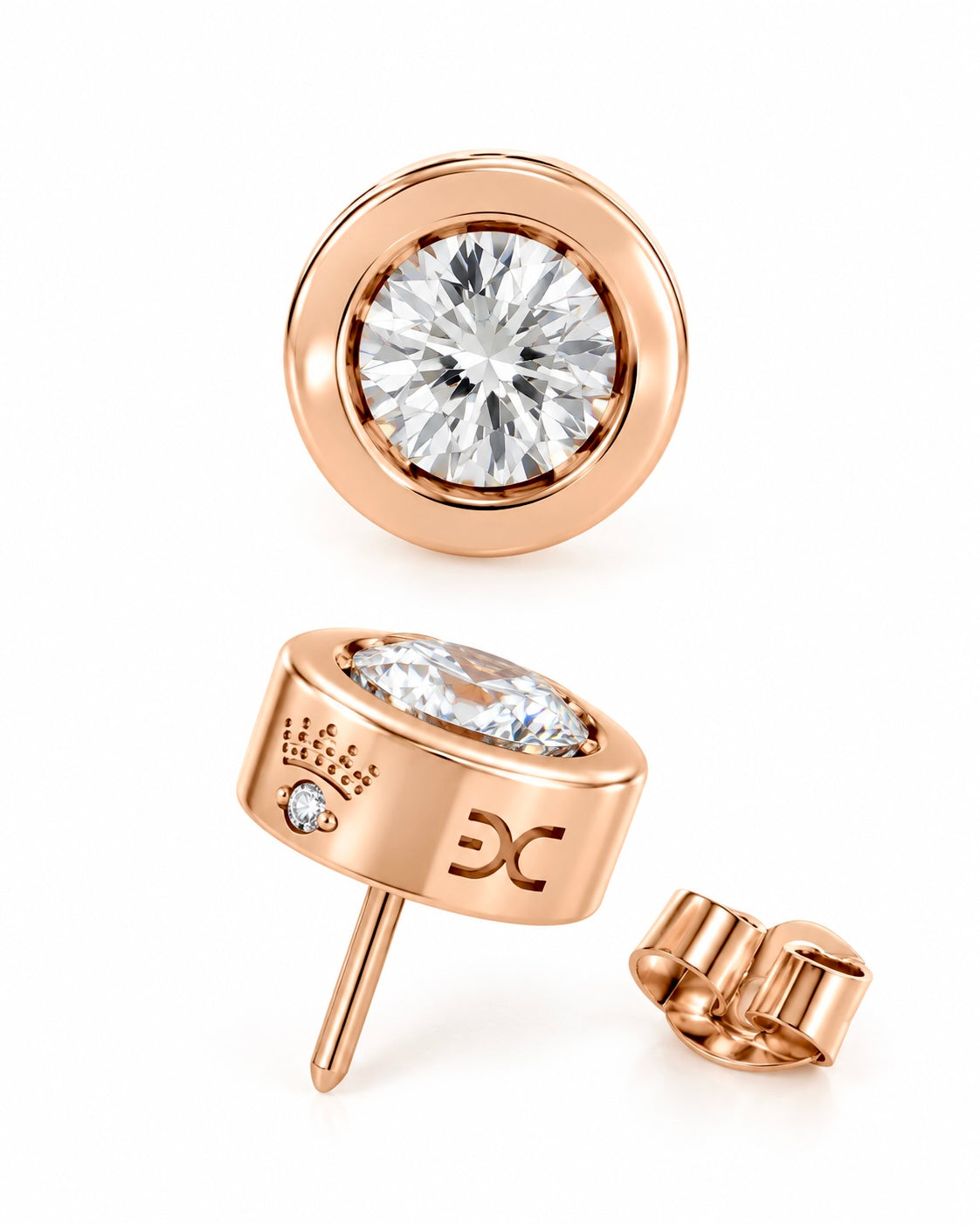 Brincos Solitários em Ouro Rosa