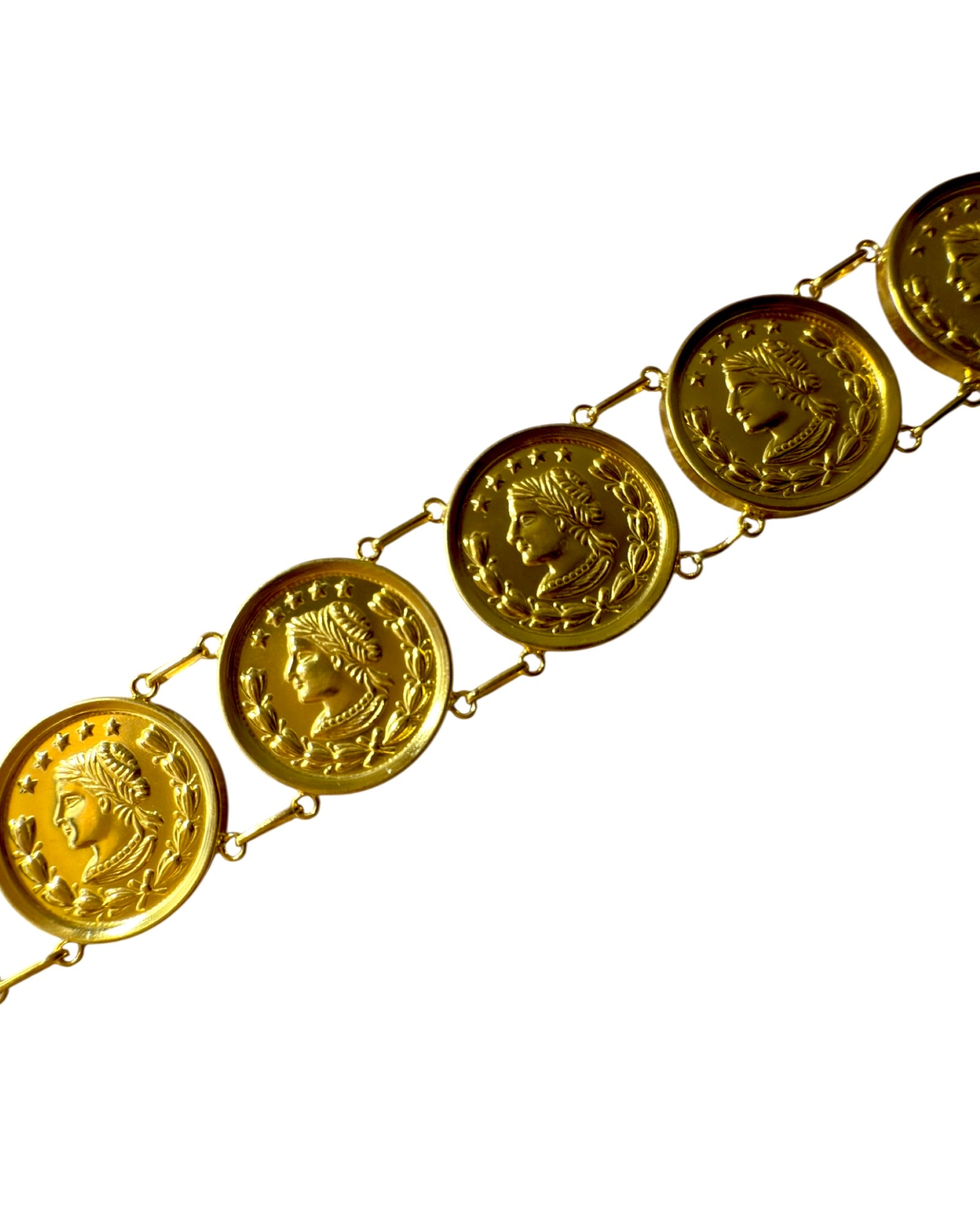 Pulseira Moedas  em Prata Dourada