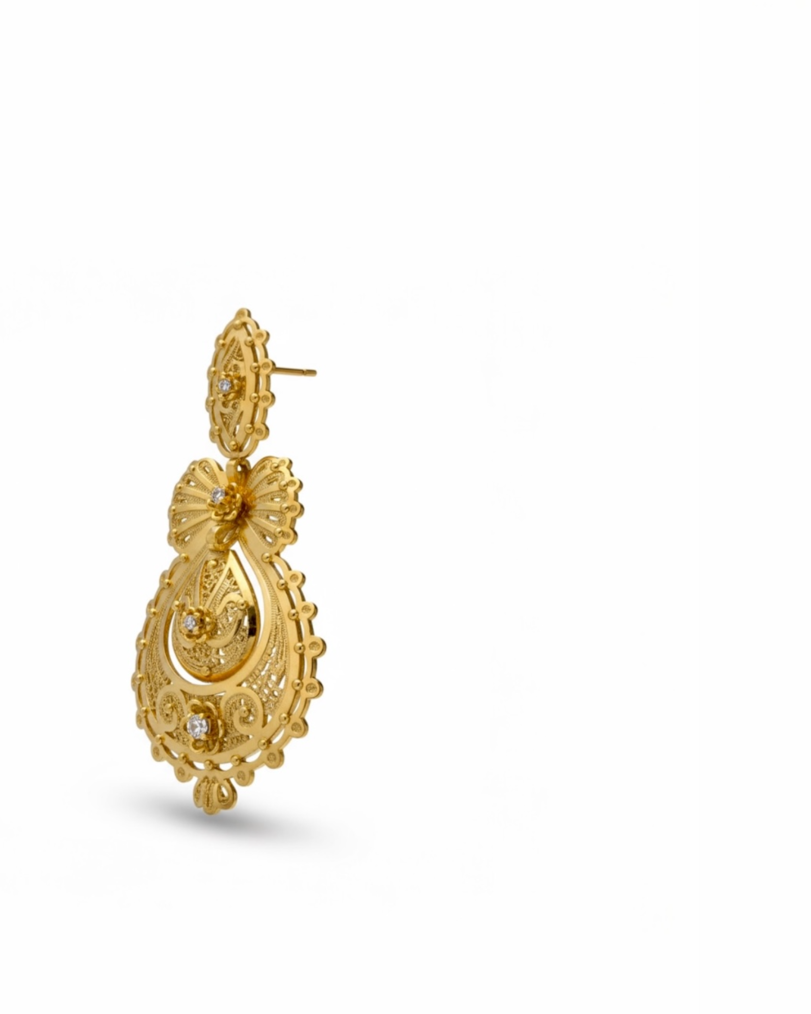 Filigree Princess Earrings in Gold-Plated Silver