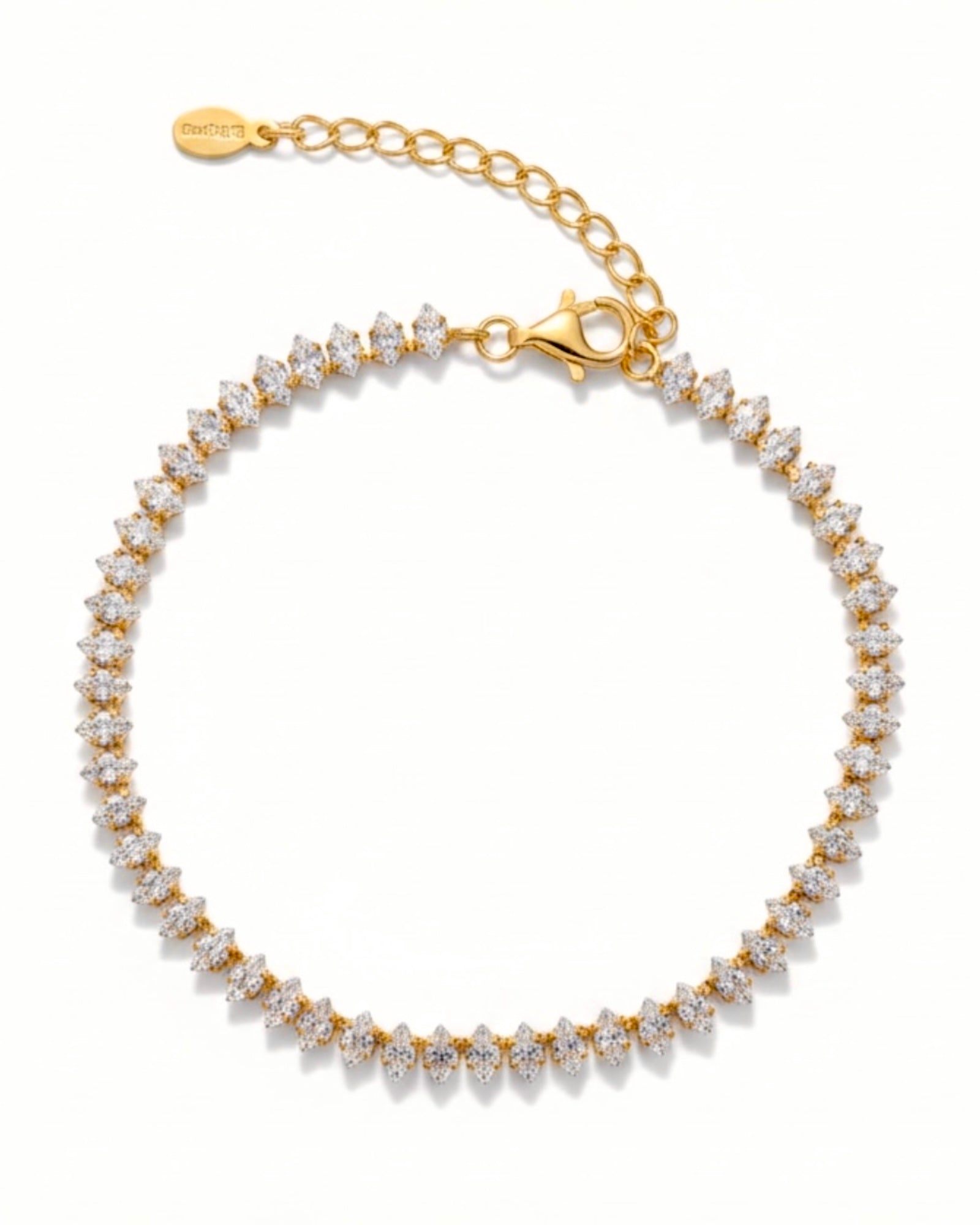Pulseira com Brilho Oval em Prata Dourada