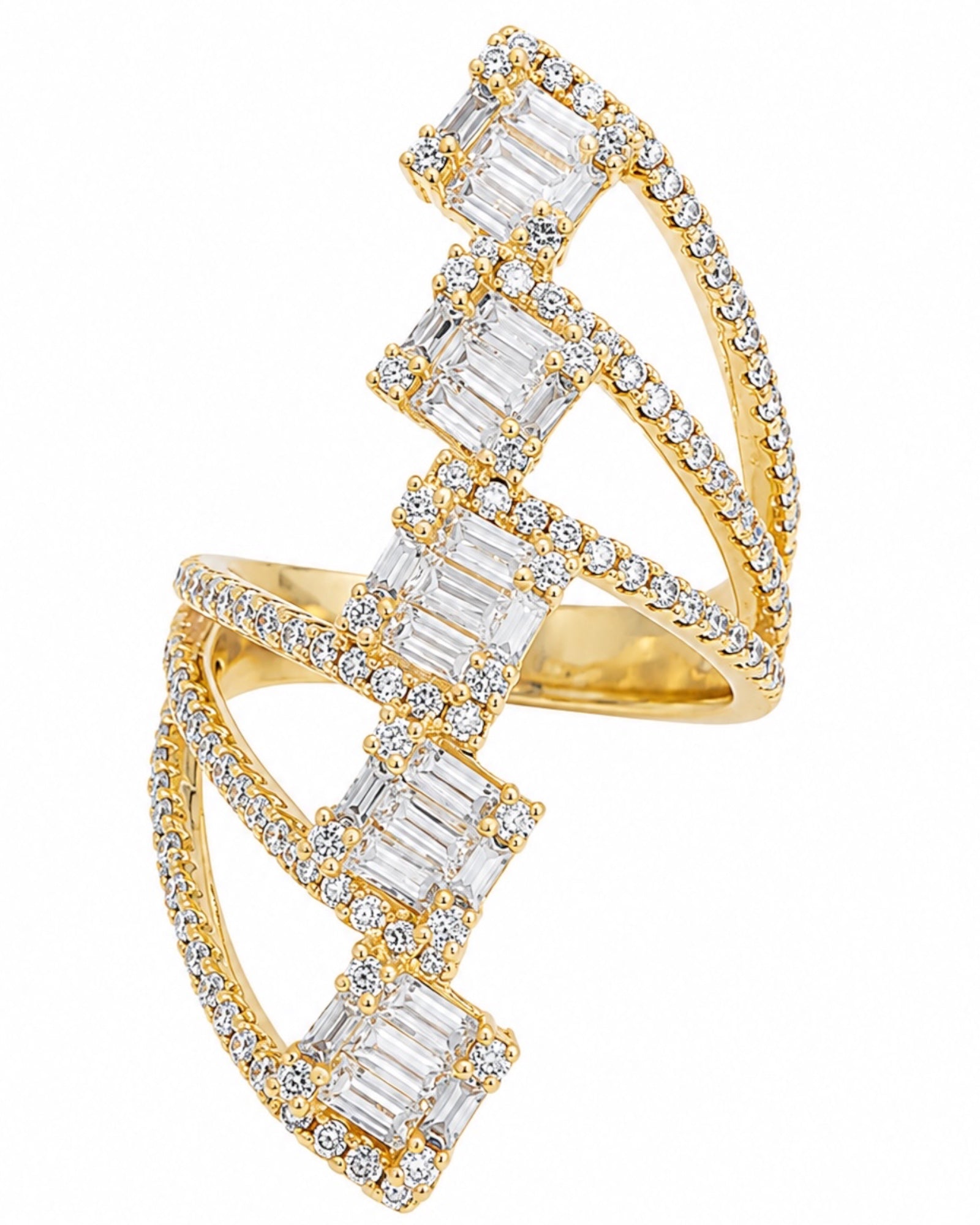 Gold-plated silver baguette ring