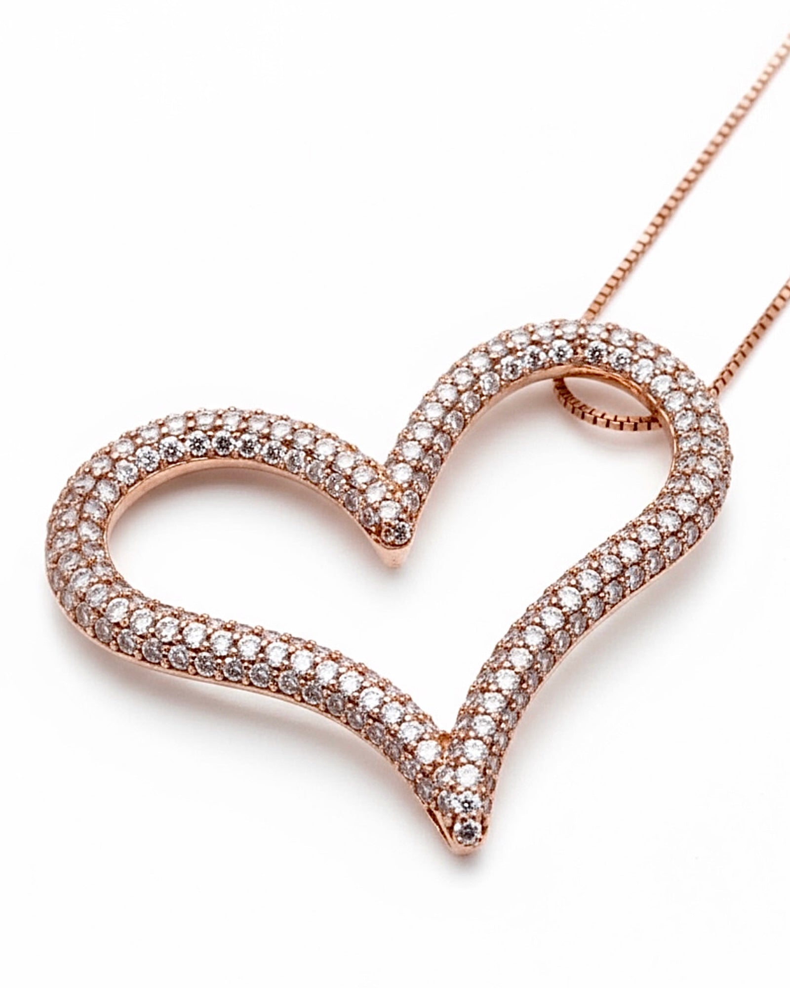 Pink Silver Heart Necklace