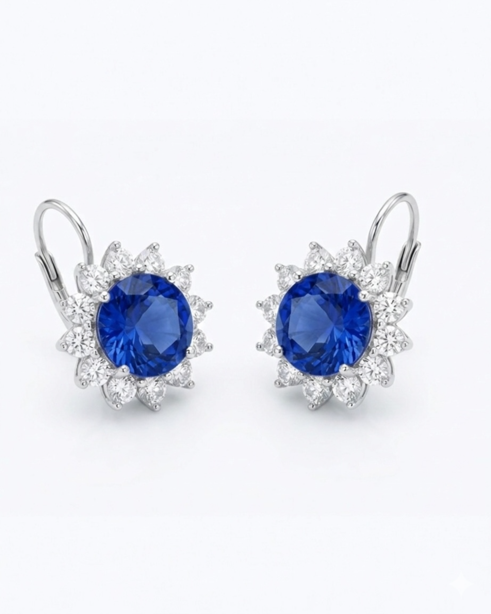Brincos Cor Azul em Prata