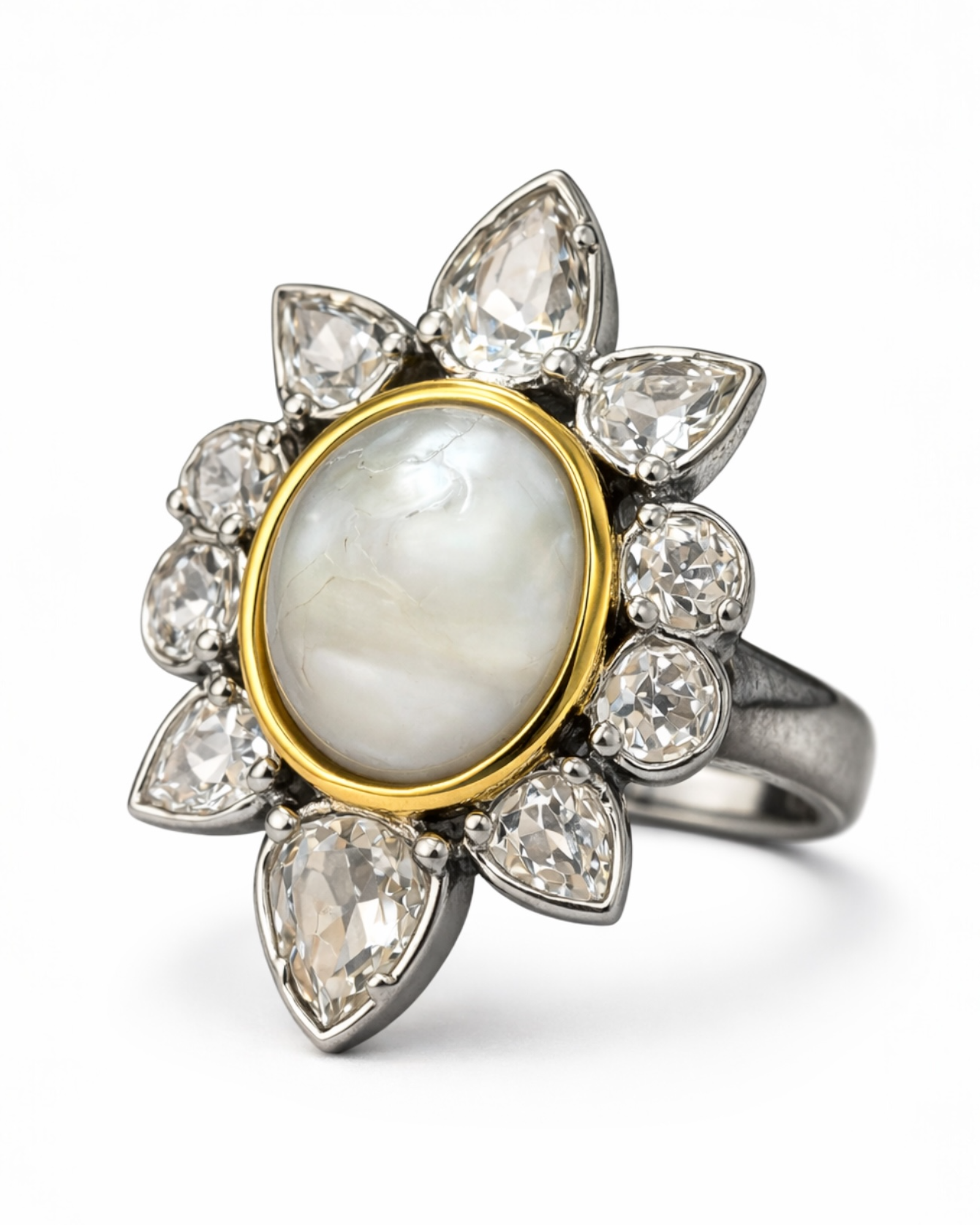 Pearl Ring in Silver and Gold