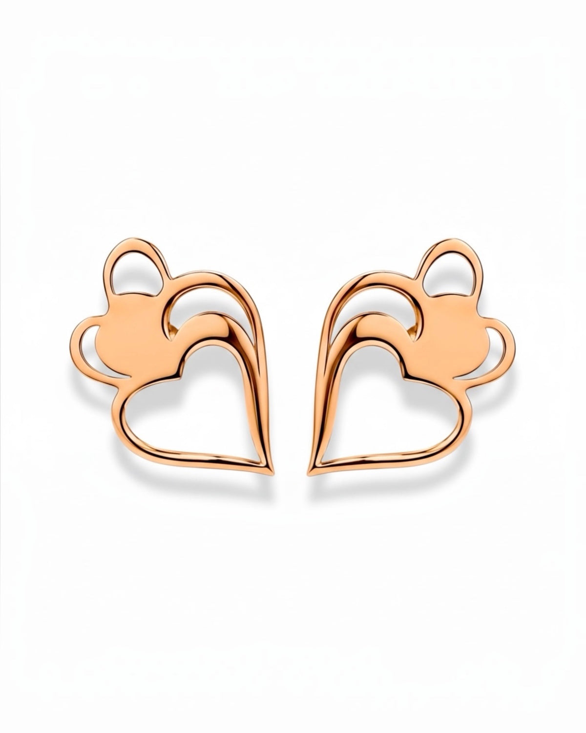 Viana Heart Earrings in Rose Silver