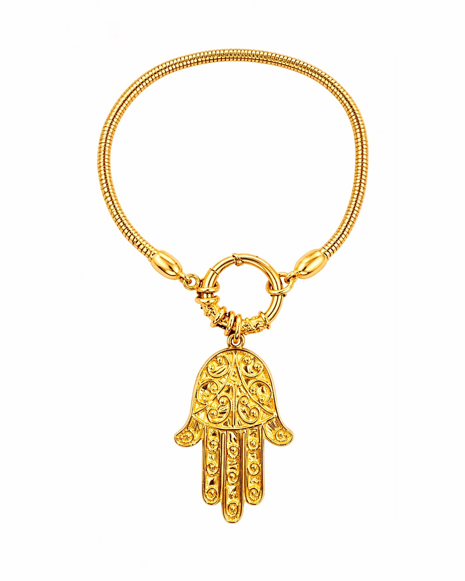 Pulseira Mão em Prata Dourada