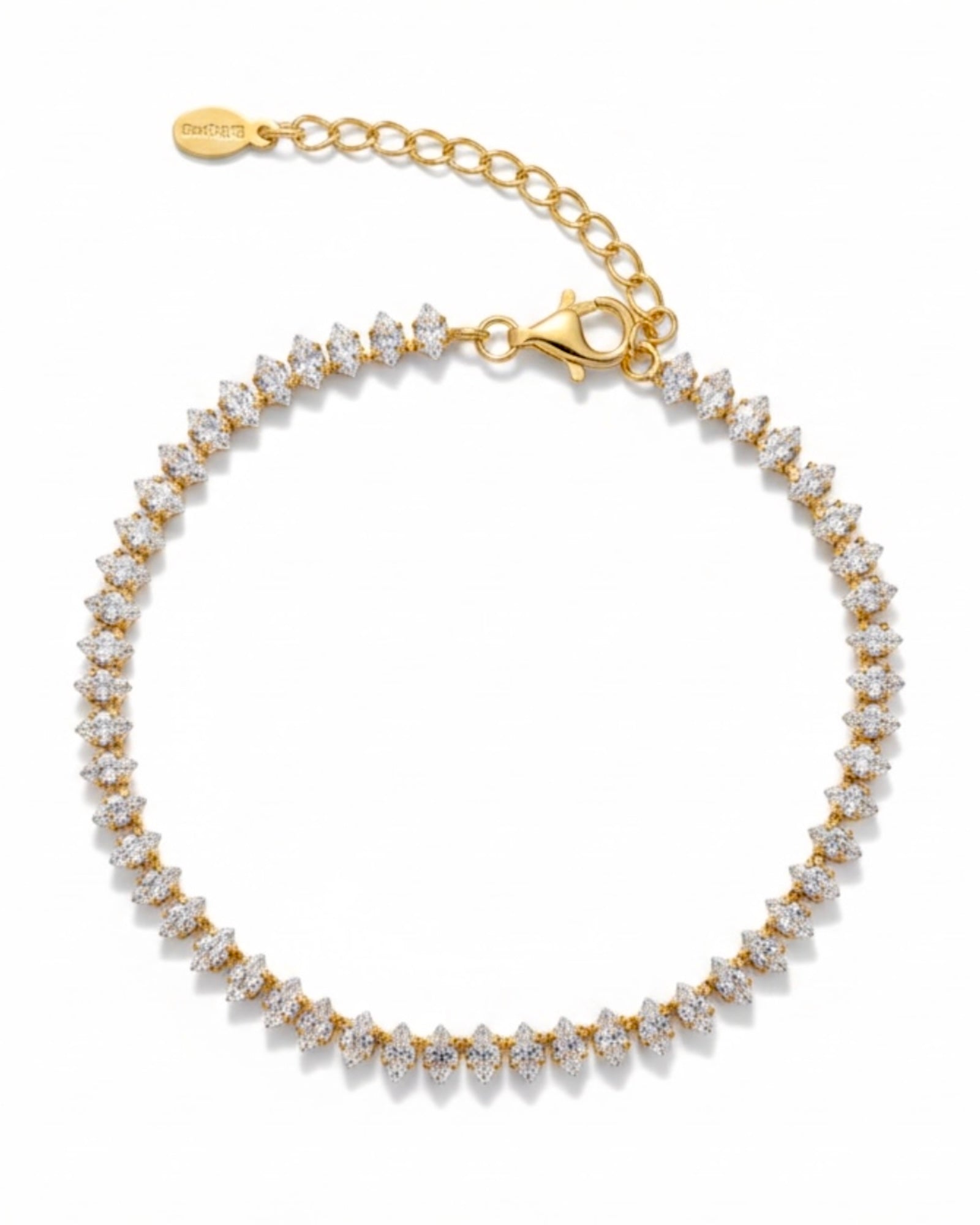 Pulseira com Brilho Oval em Prata Dourada