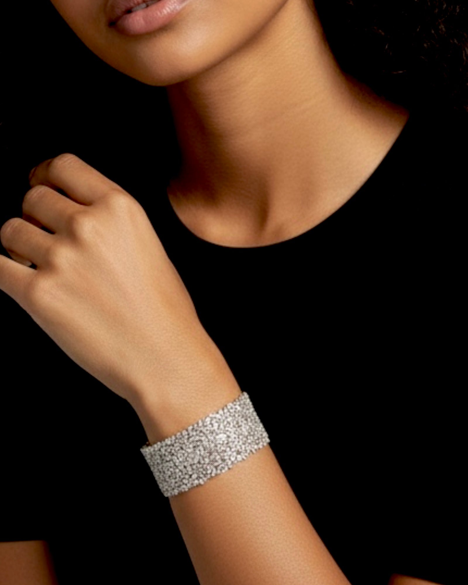 Bracelet / Slave Clasp with Baguette Beads in Gold-Plated Silver