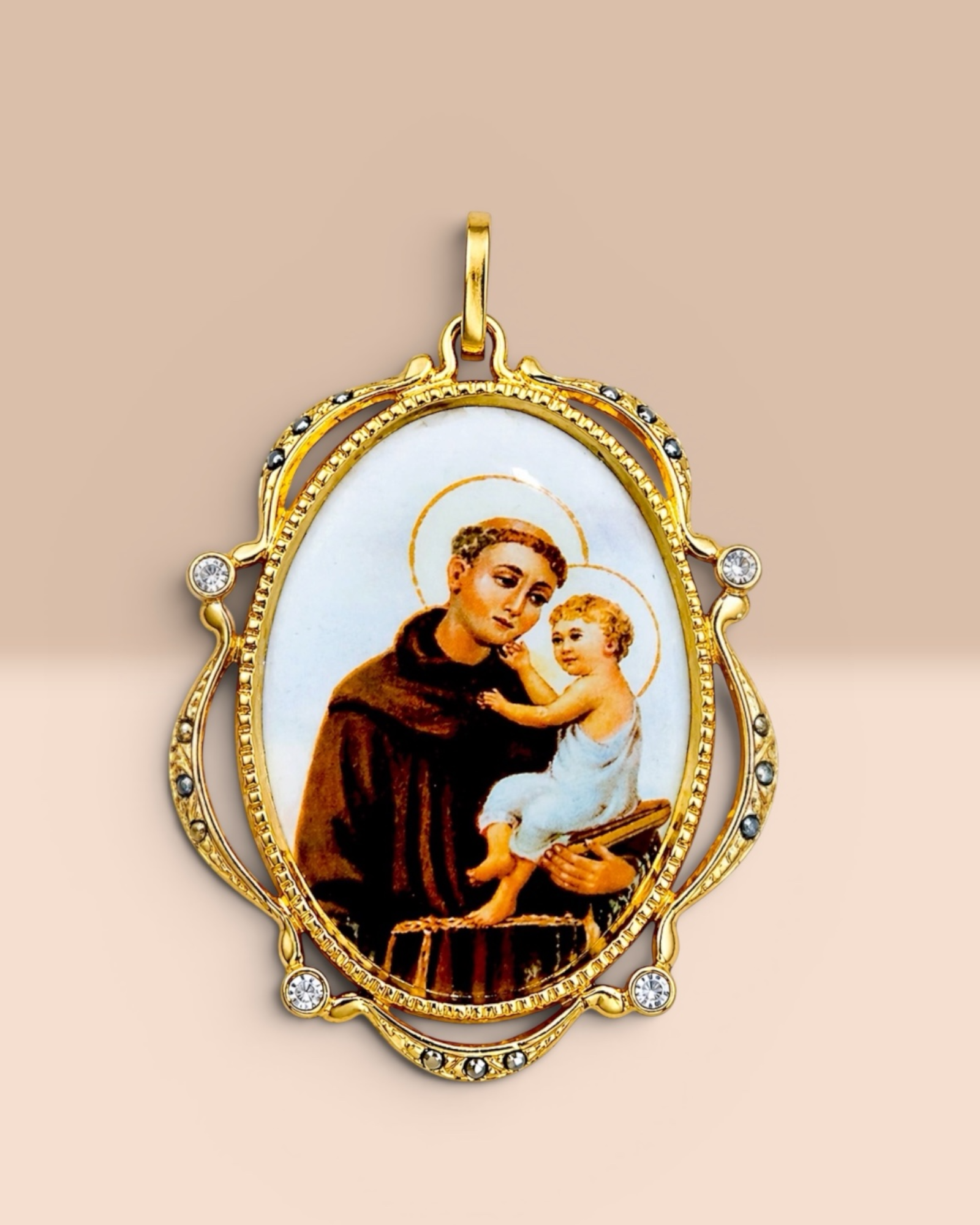 Medalha Santo António  em Prata Dourada