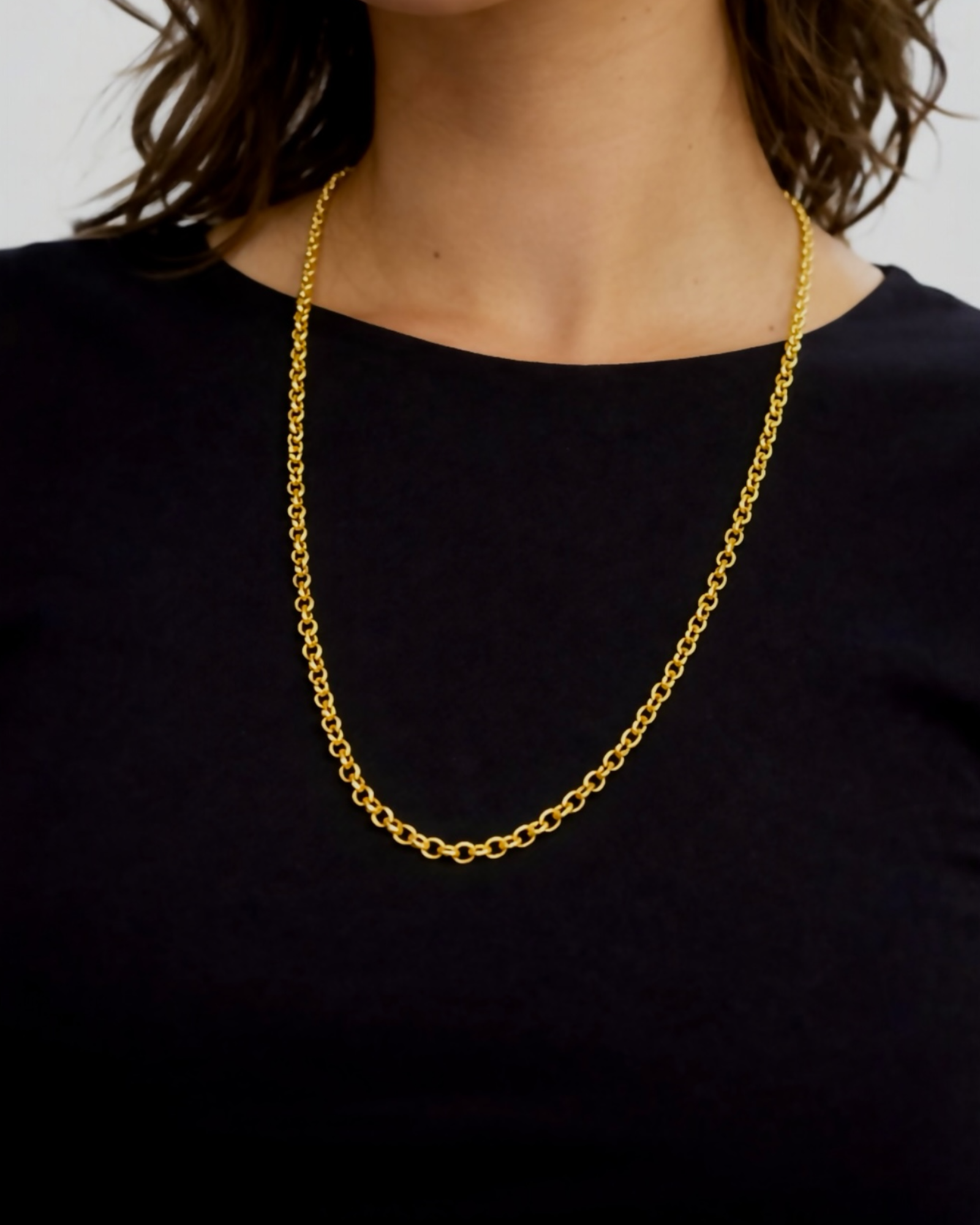 Colar Corrente em Prata Dourada - 70cm