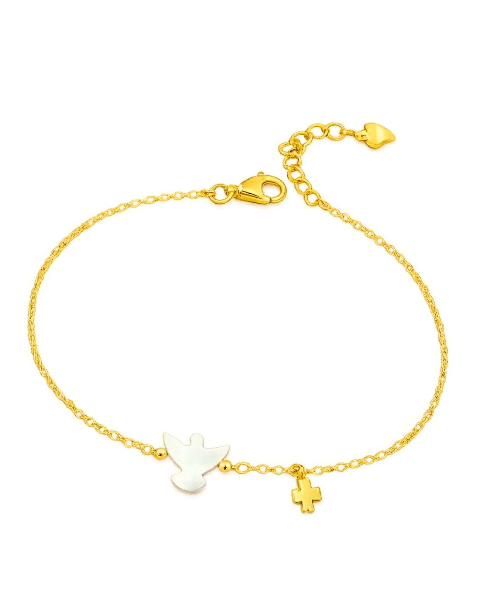 Pulseira Espírito Santo em Prata Dourada