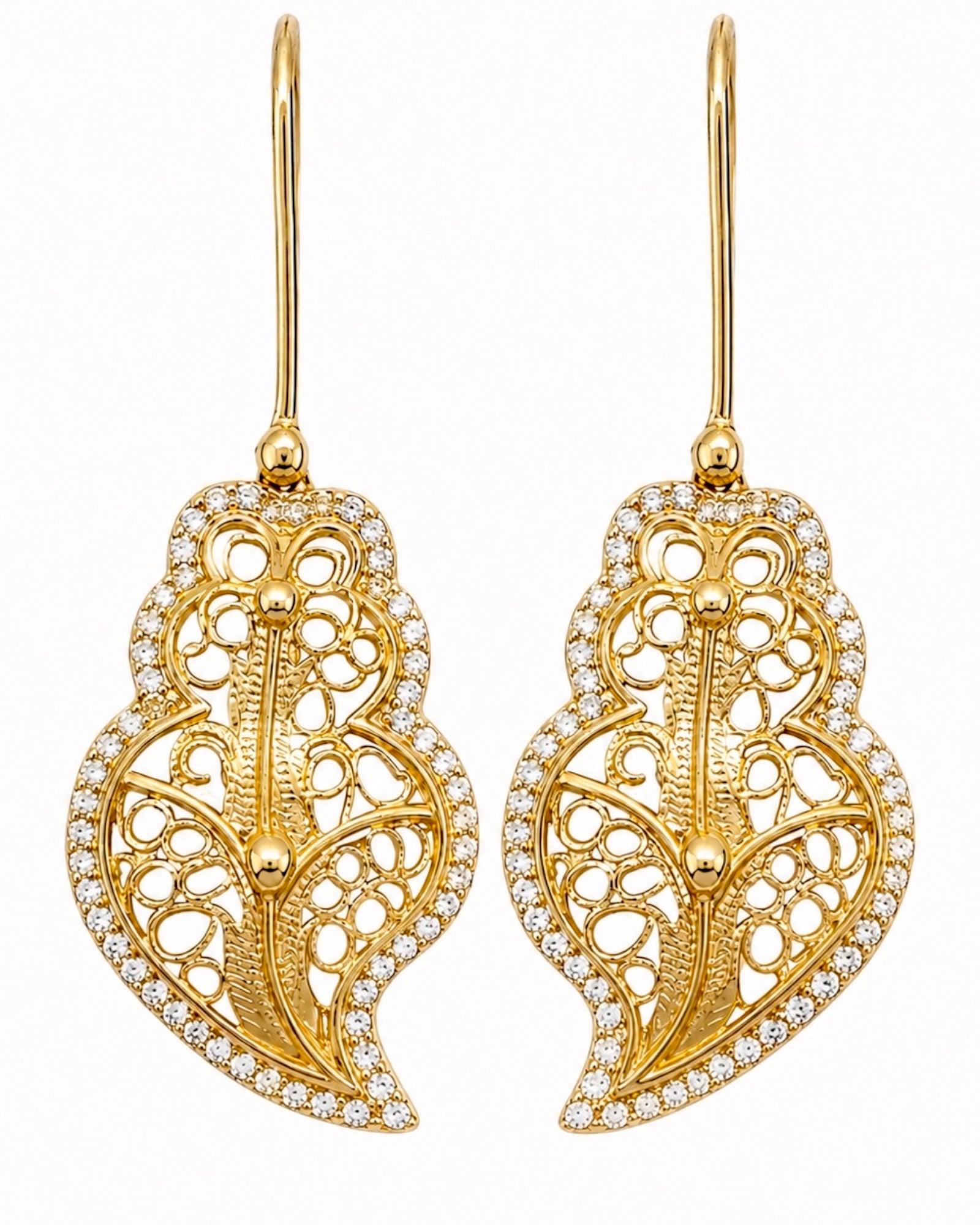 Mini Viana Heart Filigree Earrings in Gold-Plated Silver