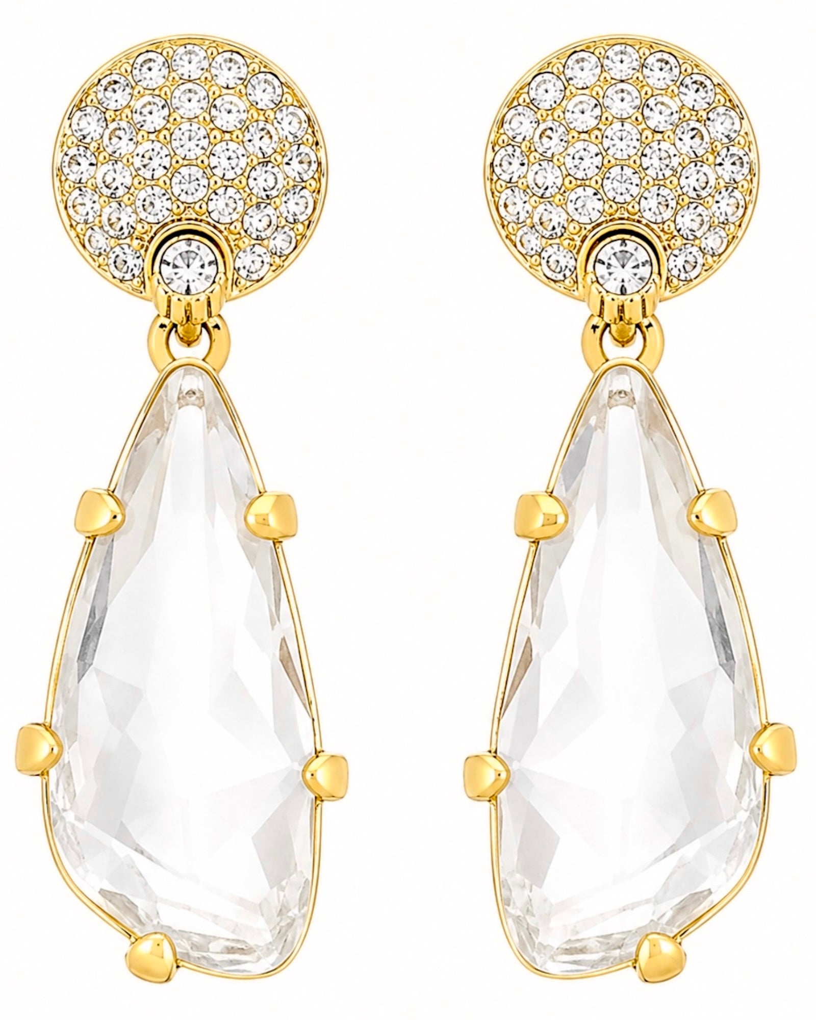 Brincos Cristal  em Prata Dourada