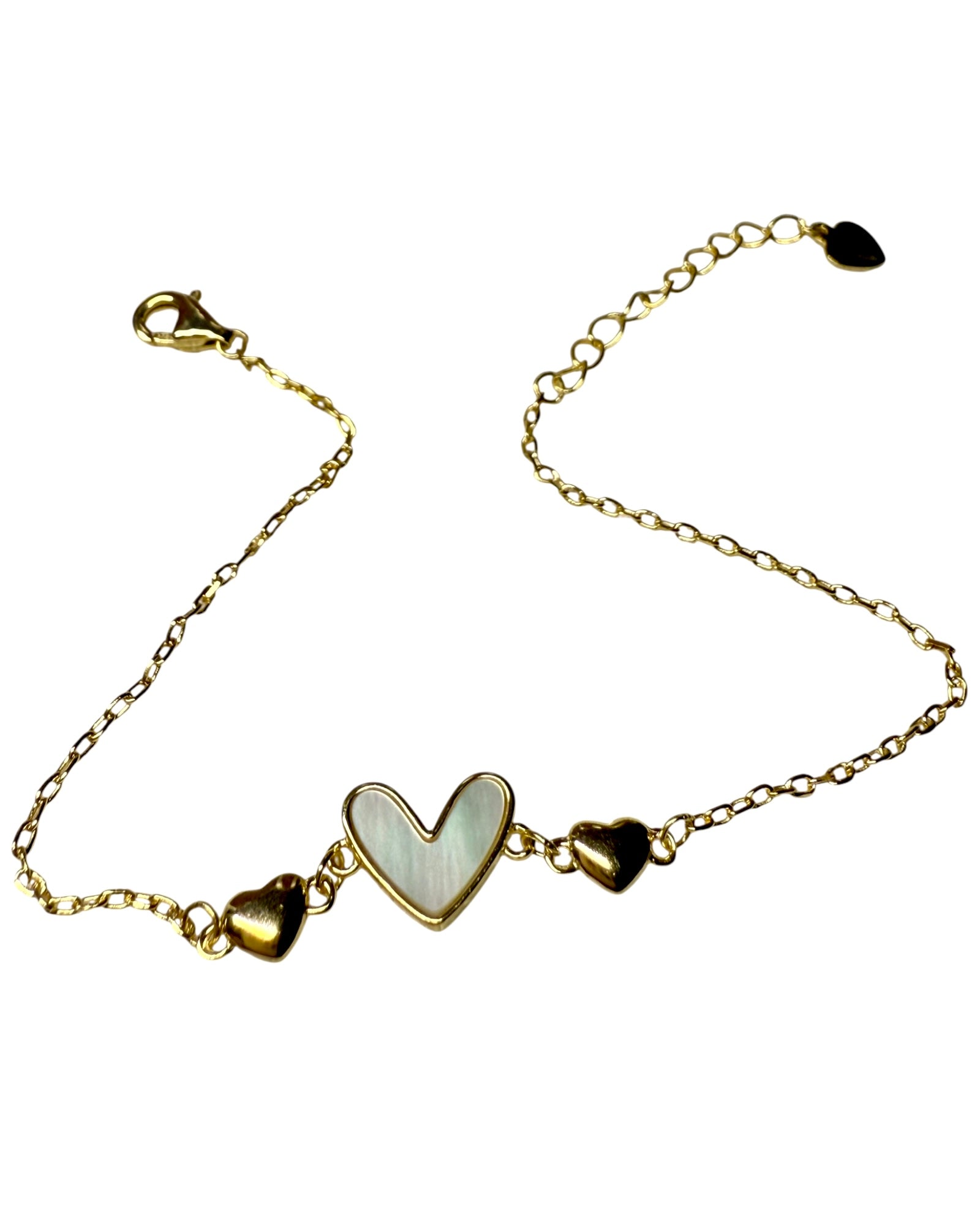 Pulseira Coração em Prata Dourada