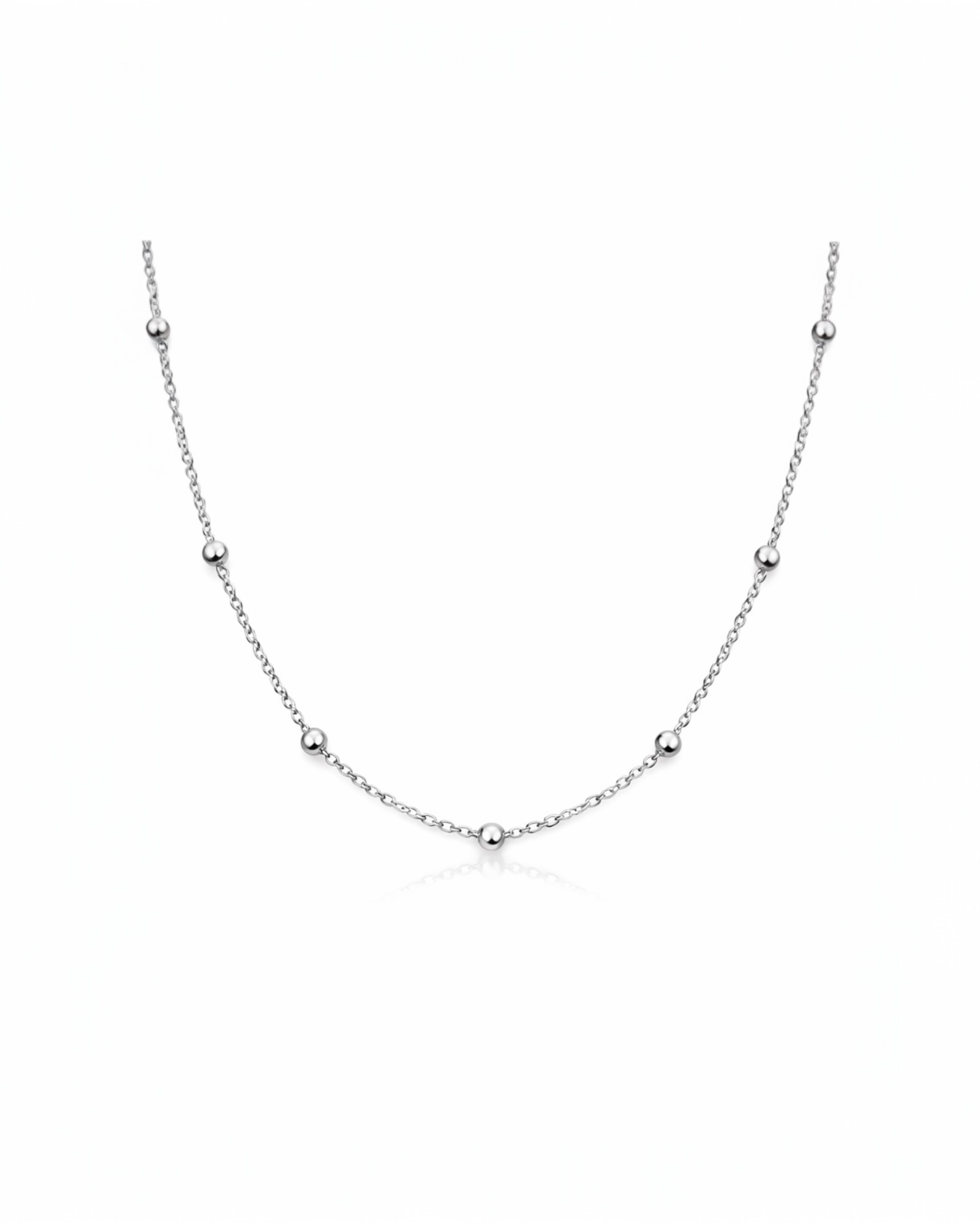 Colar Simples com  Esferas em Prata