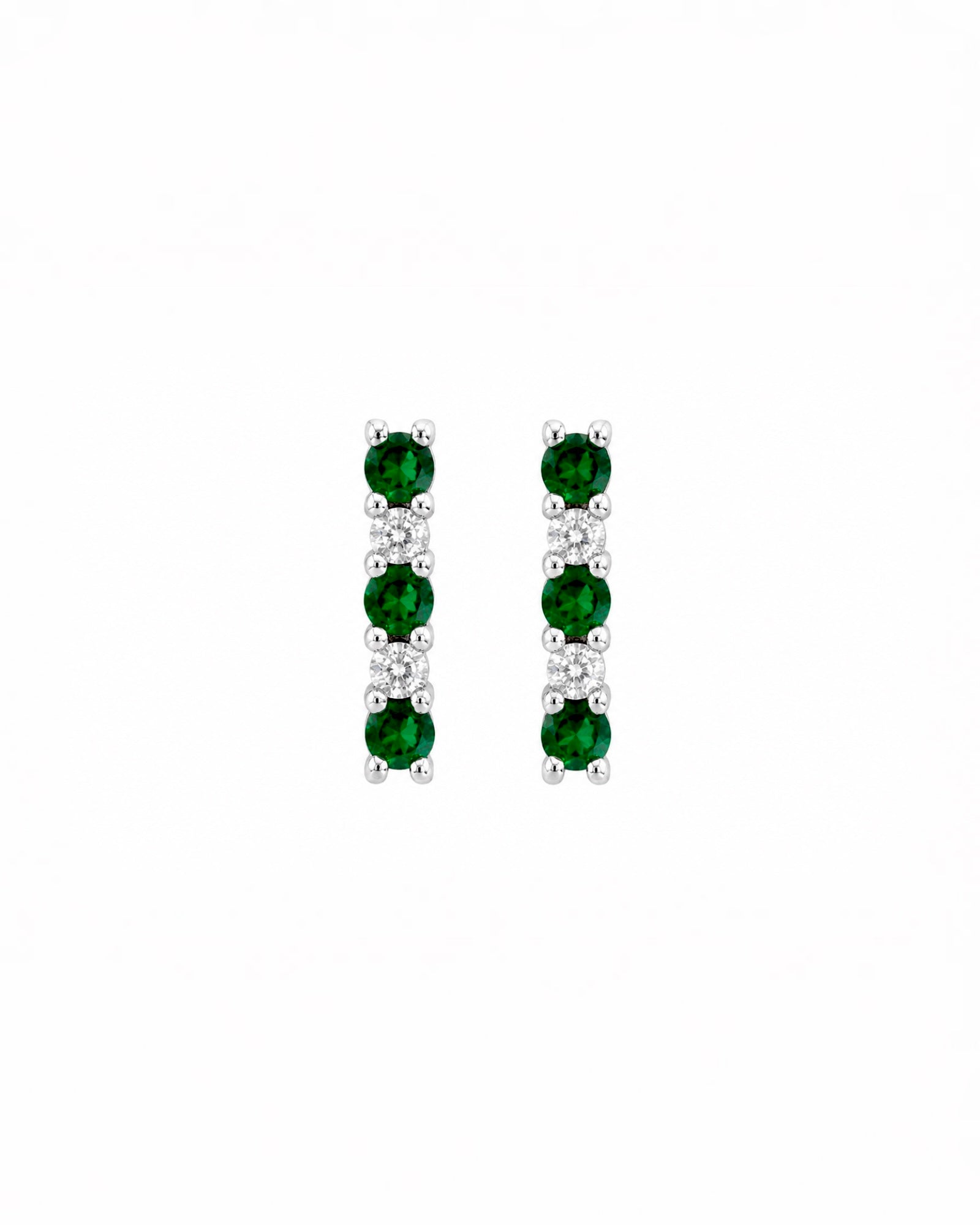 Green Silver Earrings