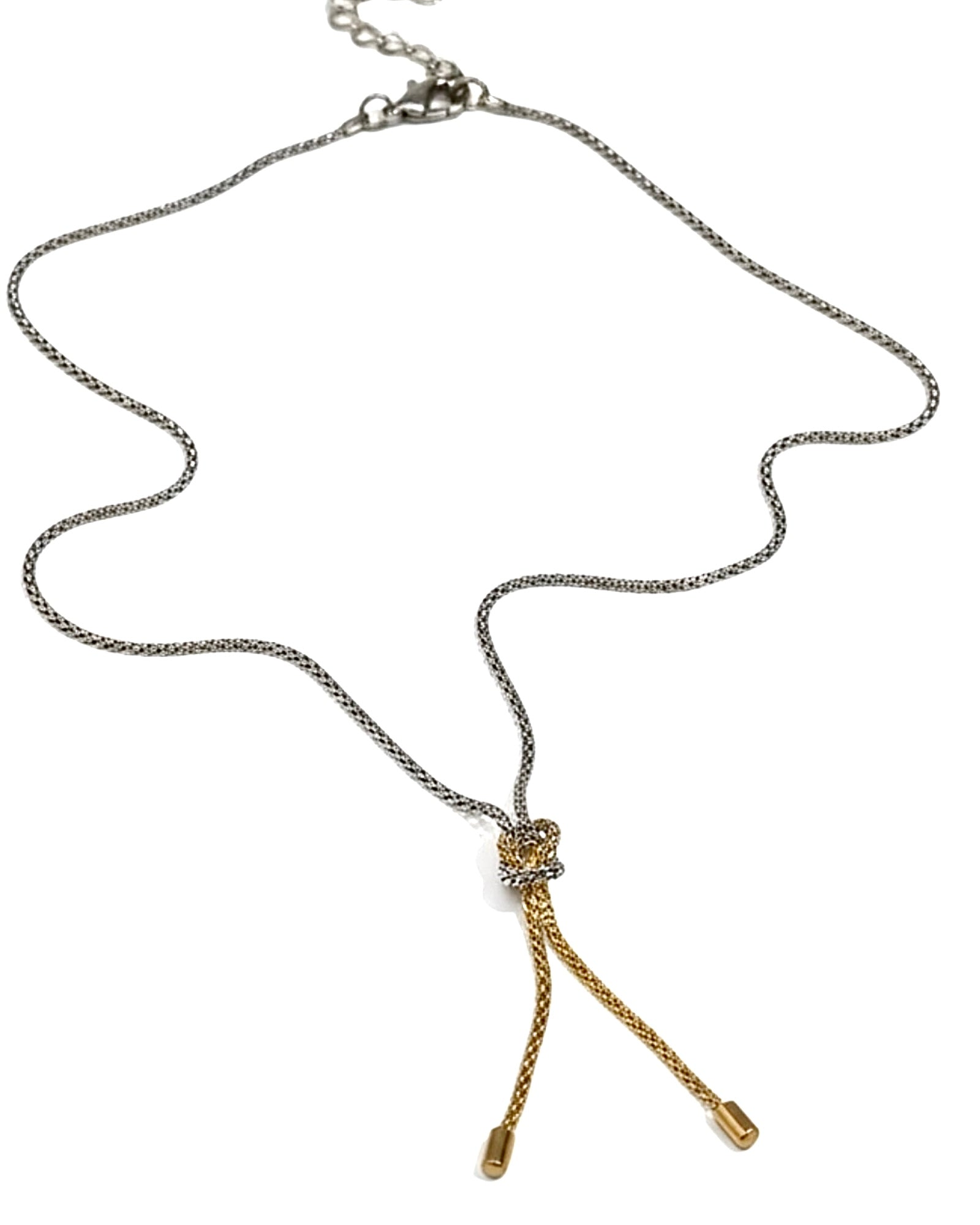 Happiness Knot Necklace in White and Gold Silver