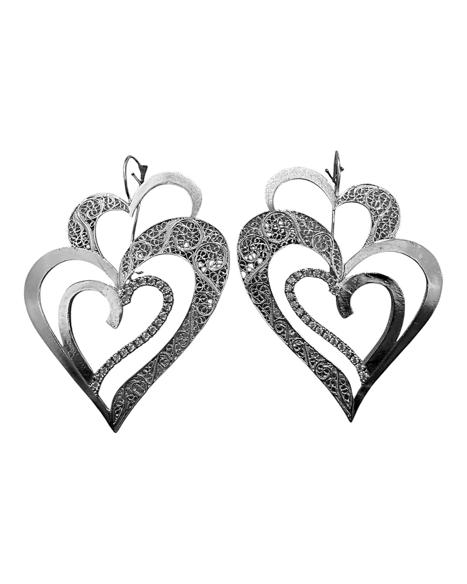 Viana is Love Heart Earrings in Silver