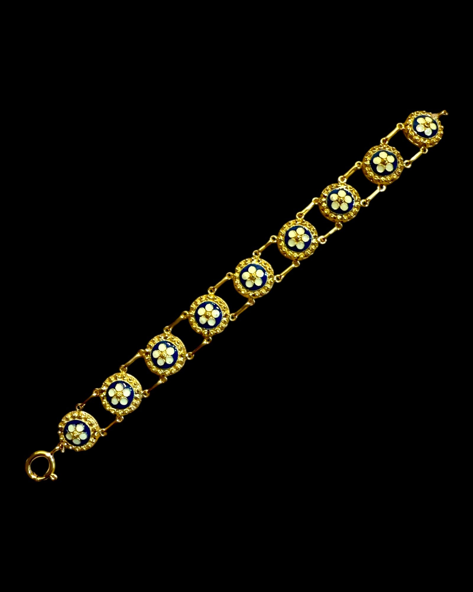 Pulseira Caramujos Azuis em Prata Dourada