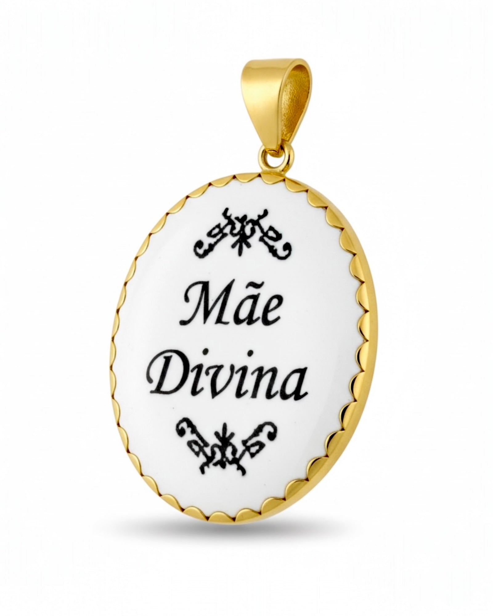 Lisa Divine Mother Medal in Gilded Silver with Black and White Enamel