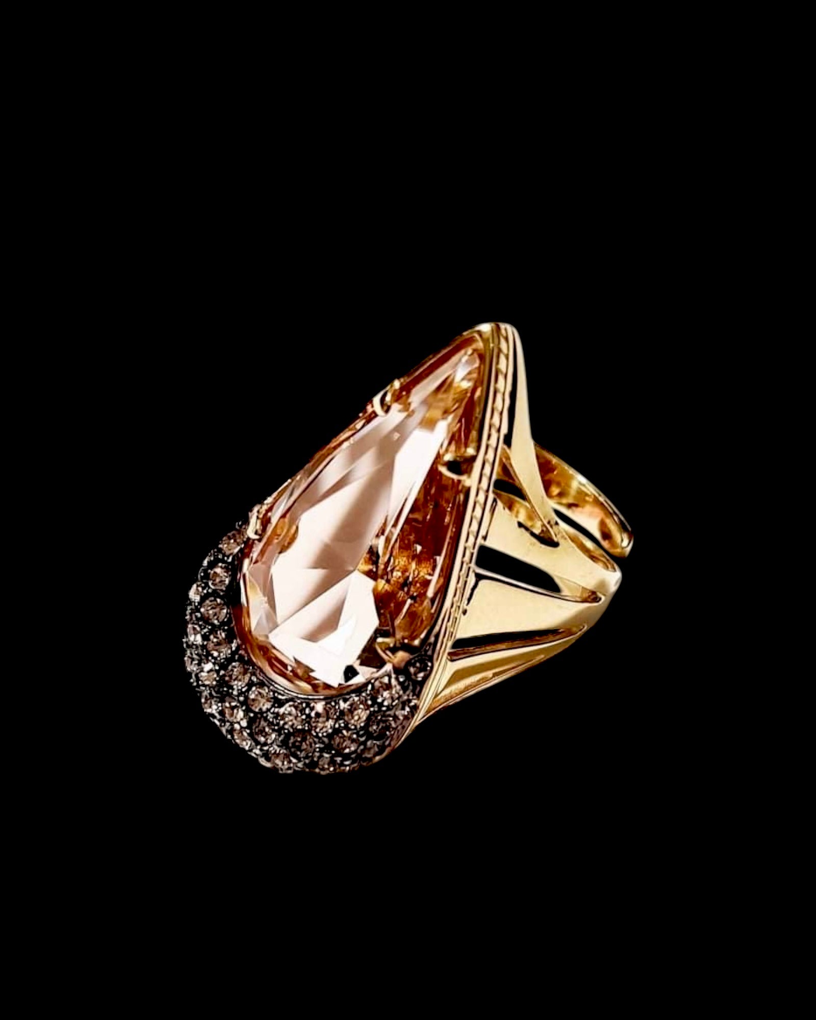 Pink Drop Ring in Gold Plated Silver