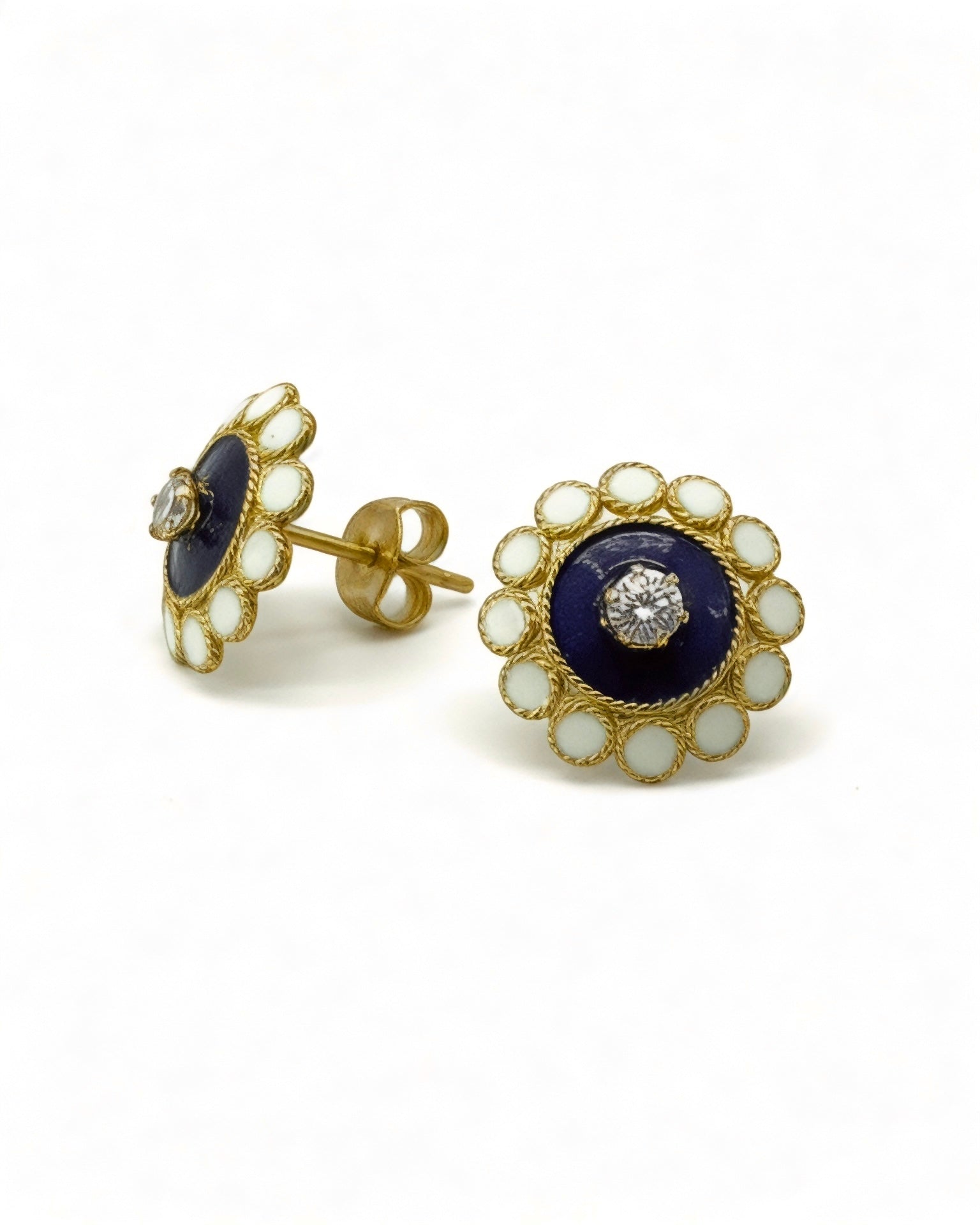 Blue Snail Earrings in Gold-Plated Silver