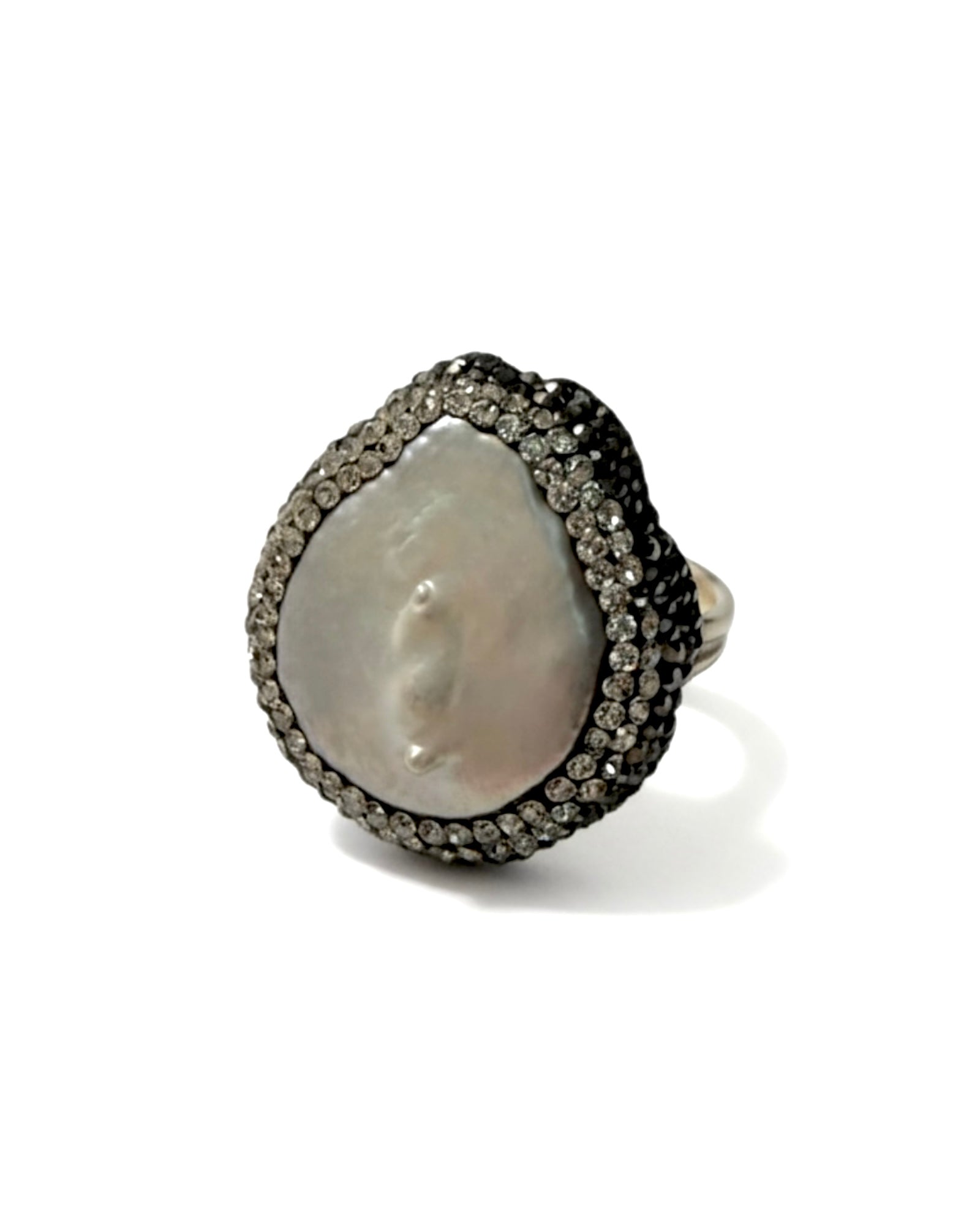 Anel Pérola com Brilhos em Prata