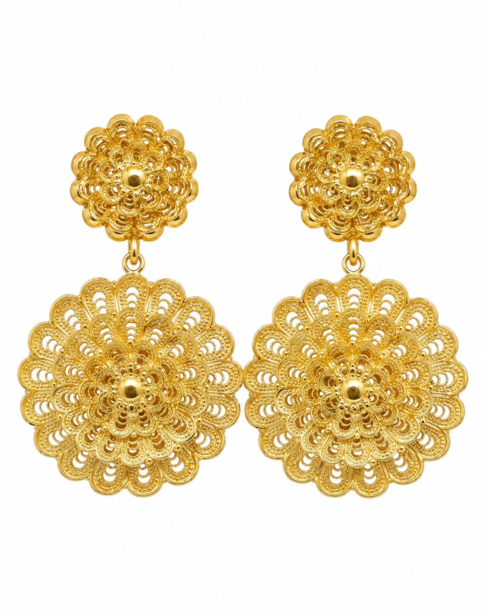 Filigree Flower Earrings in Gold-Plated Silver