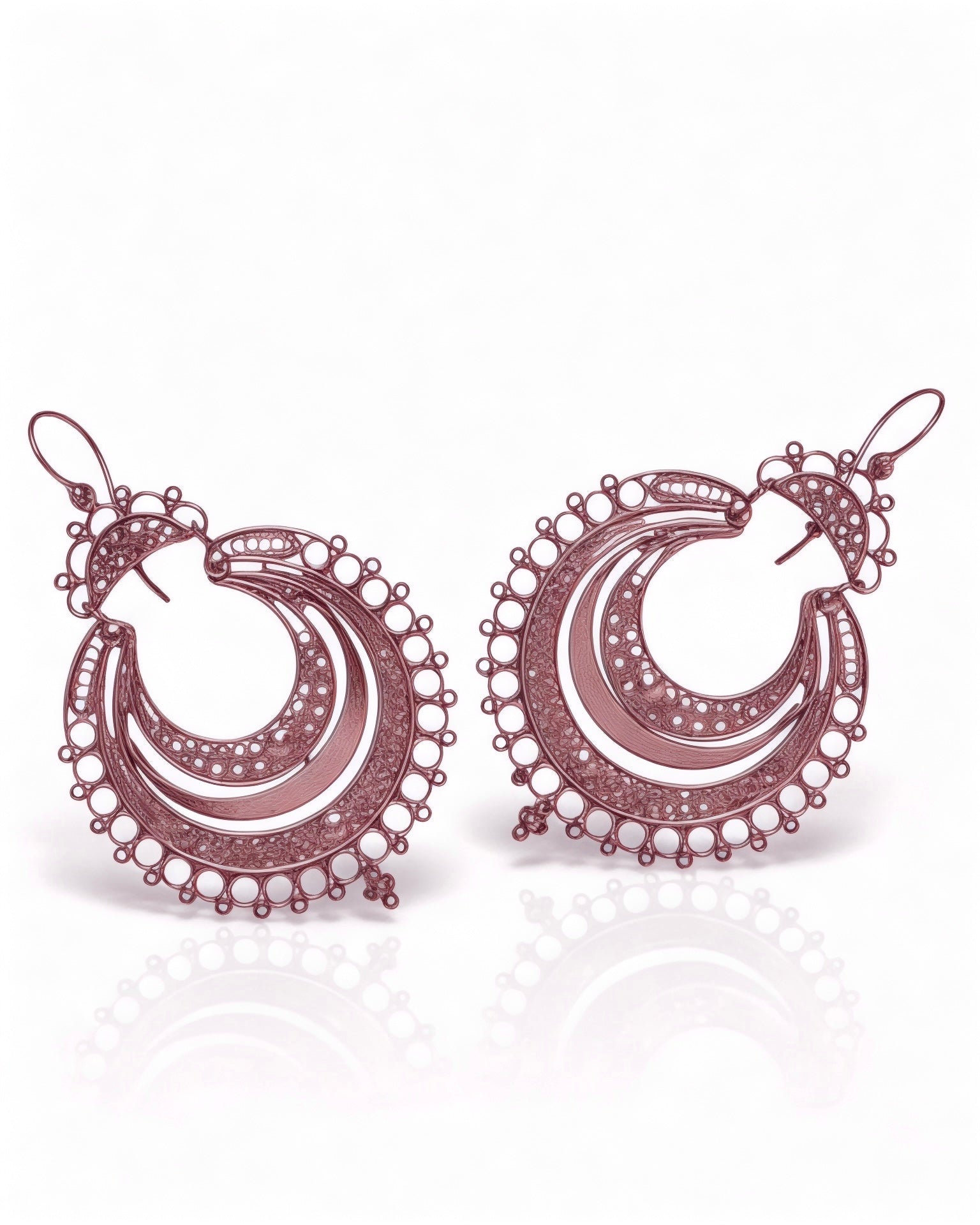 Rose Silver Filigree Earrings
