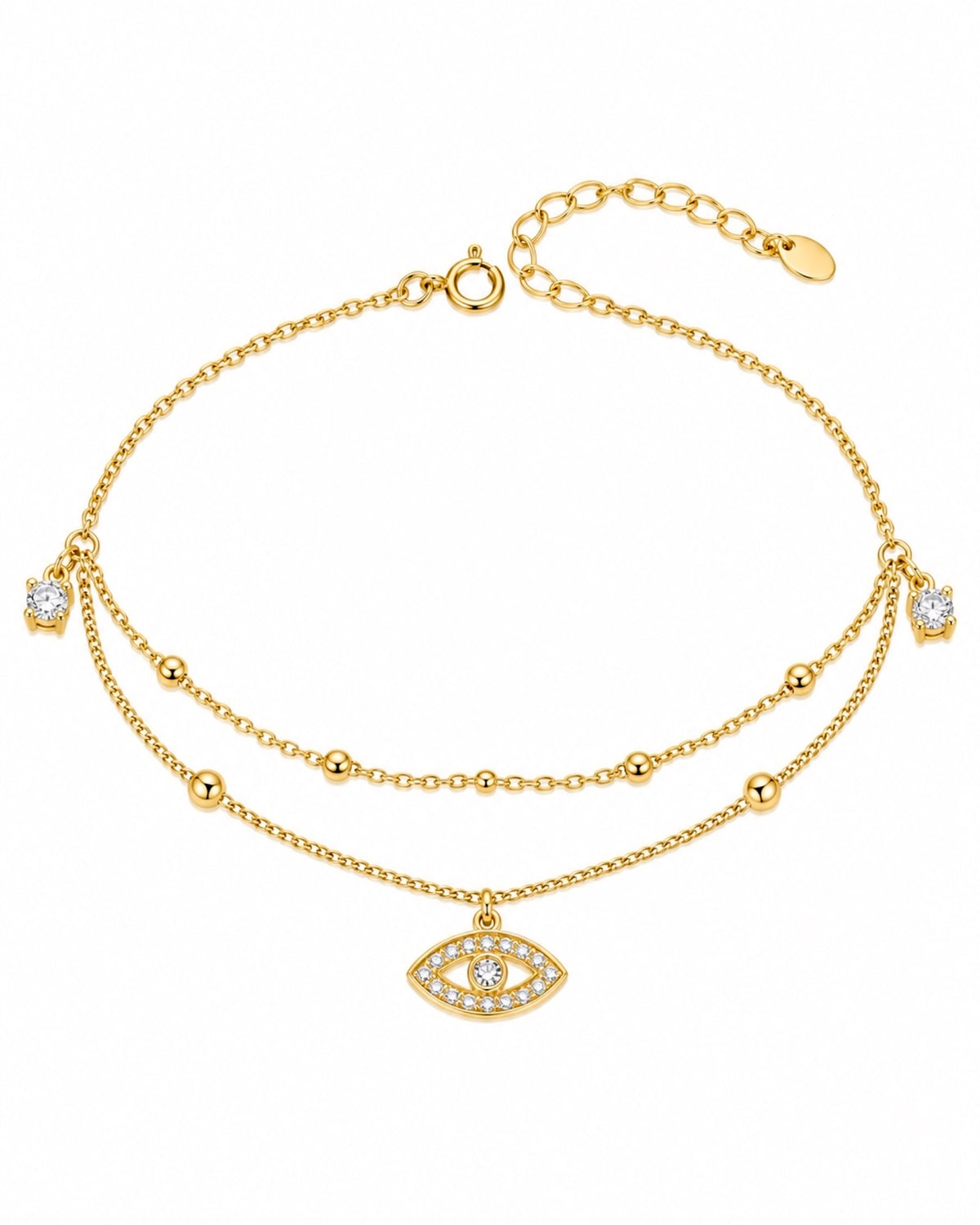 Pulseira com Olho da Sorte  em Prata Dourada