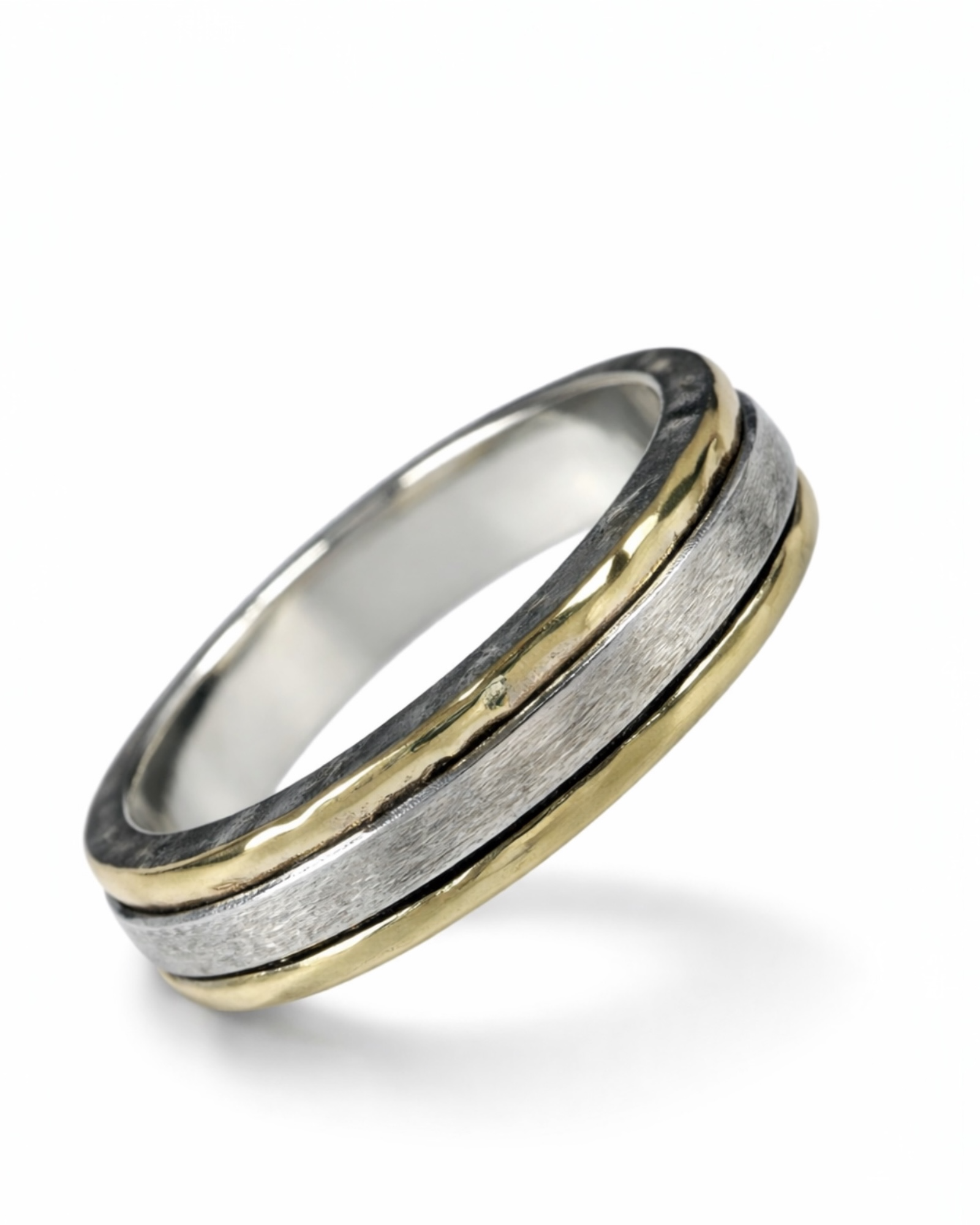 Simple Wedding Band Ring in Silver and Gold