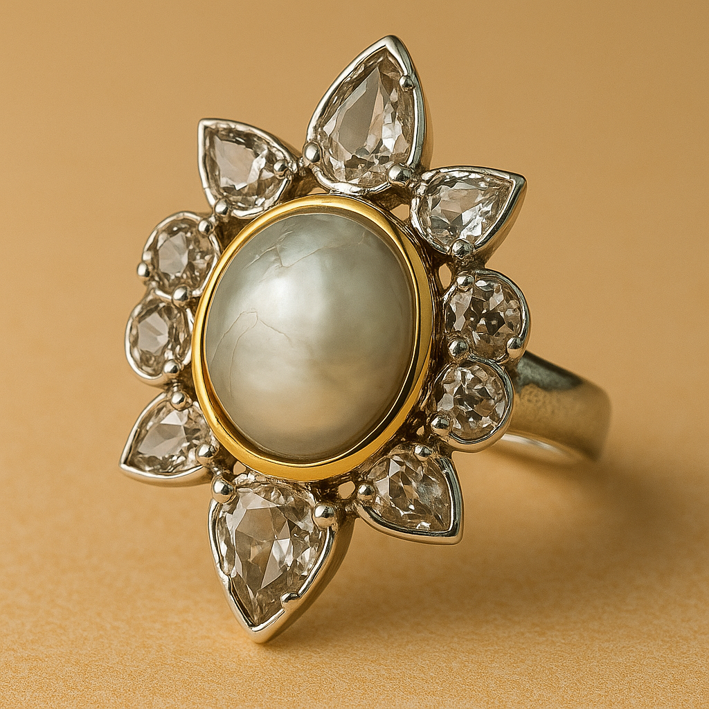 Pearl Ring in Silver and Gold