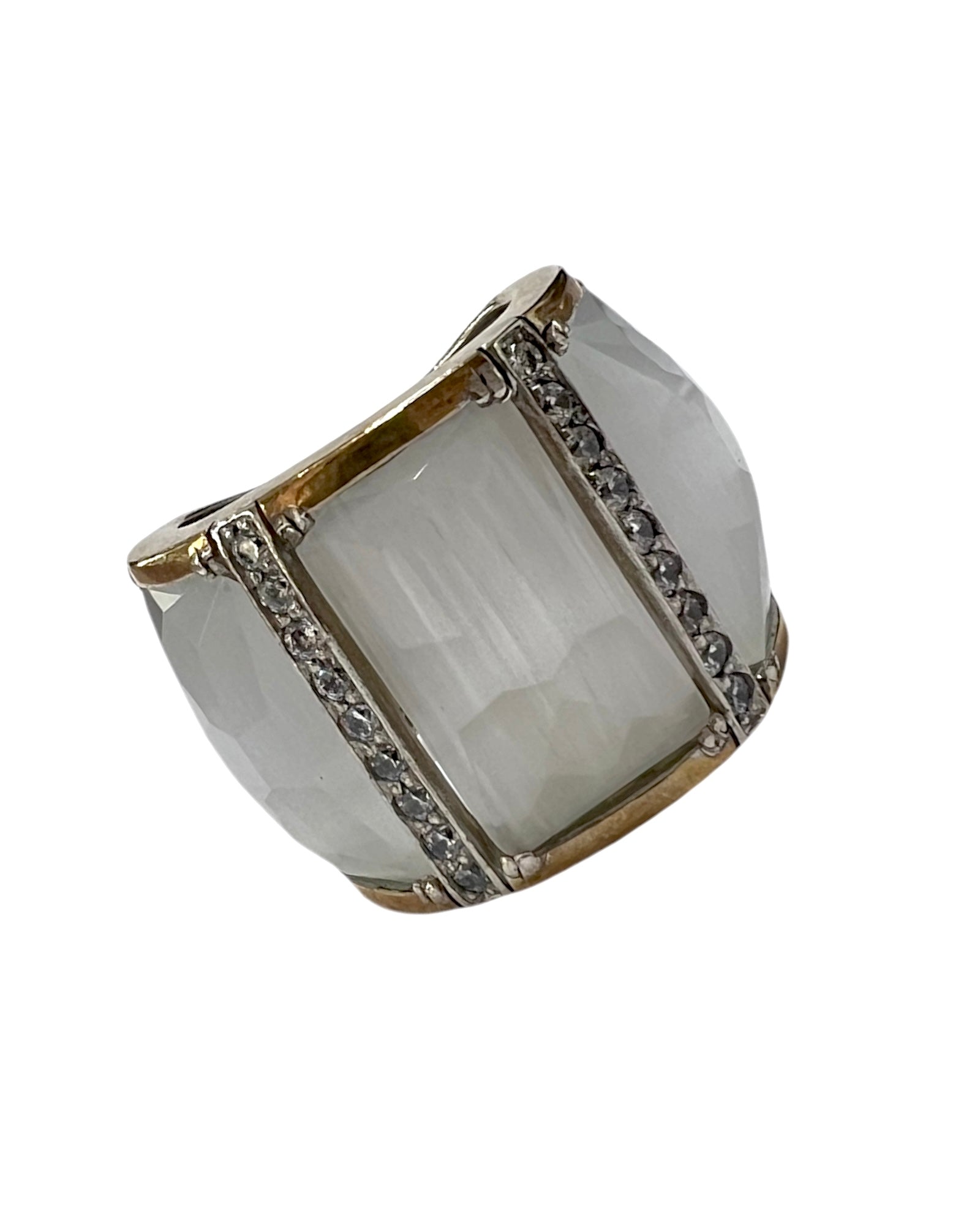 Ring with Mother of Pearl in Silver and Gold