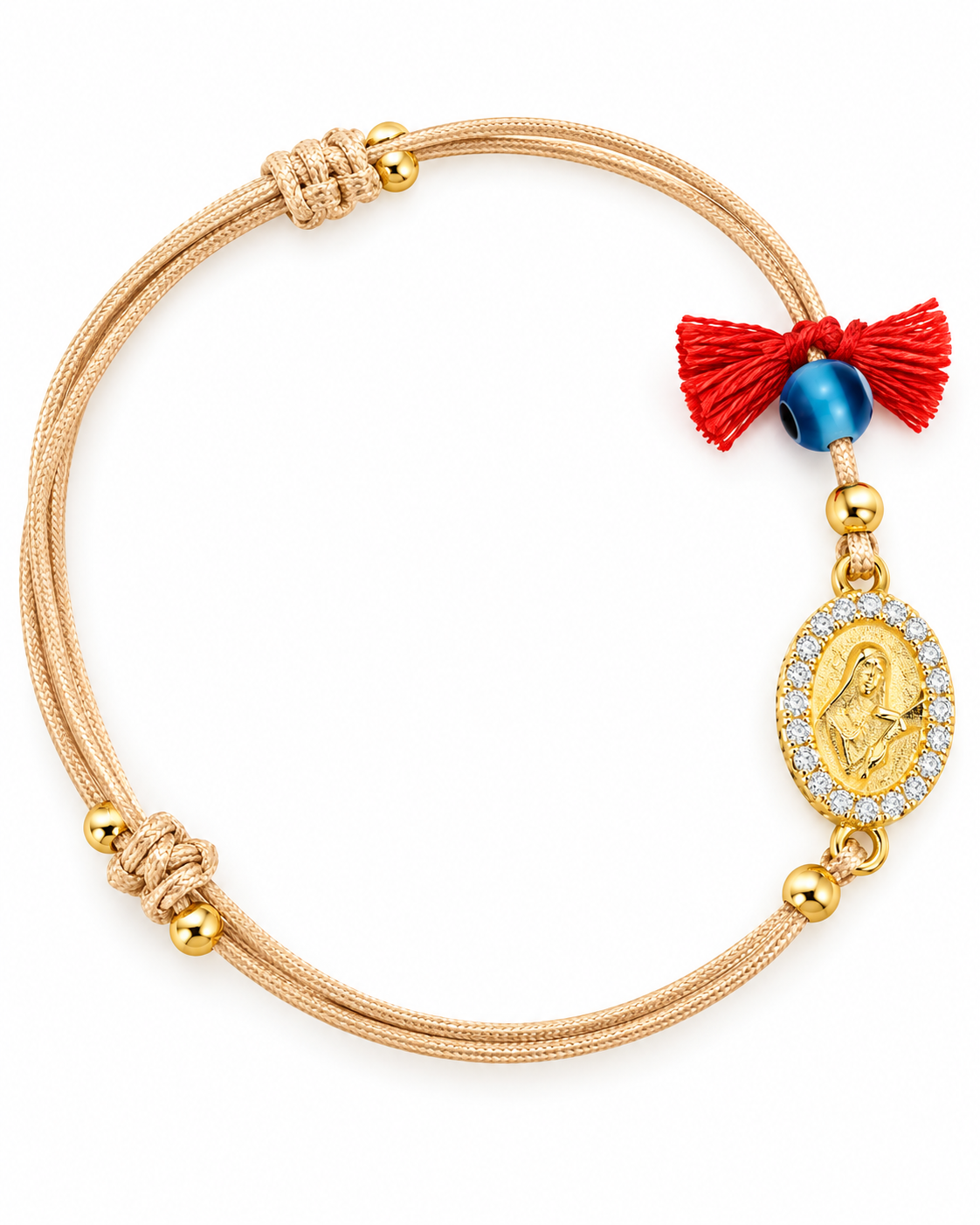 Pulseira Seda Santa Rita de Cássia em Prata Dourada