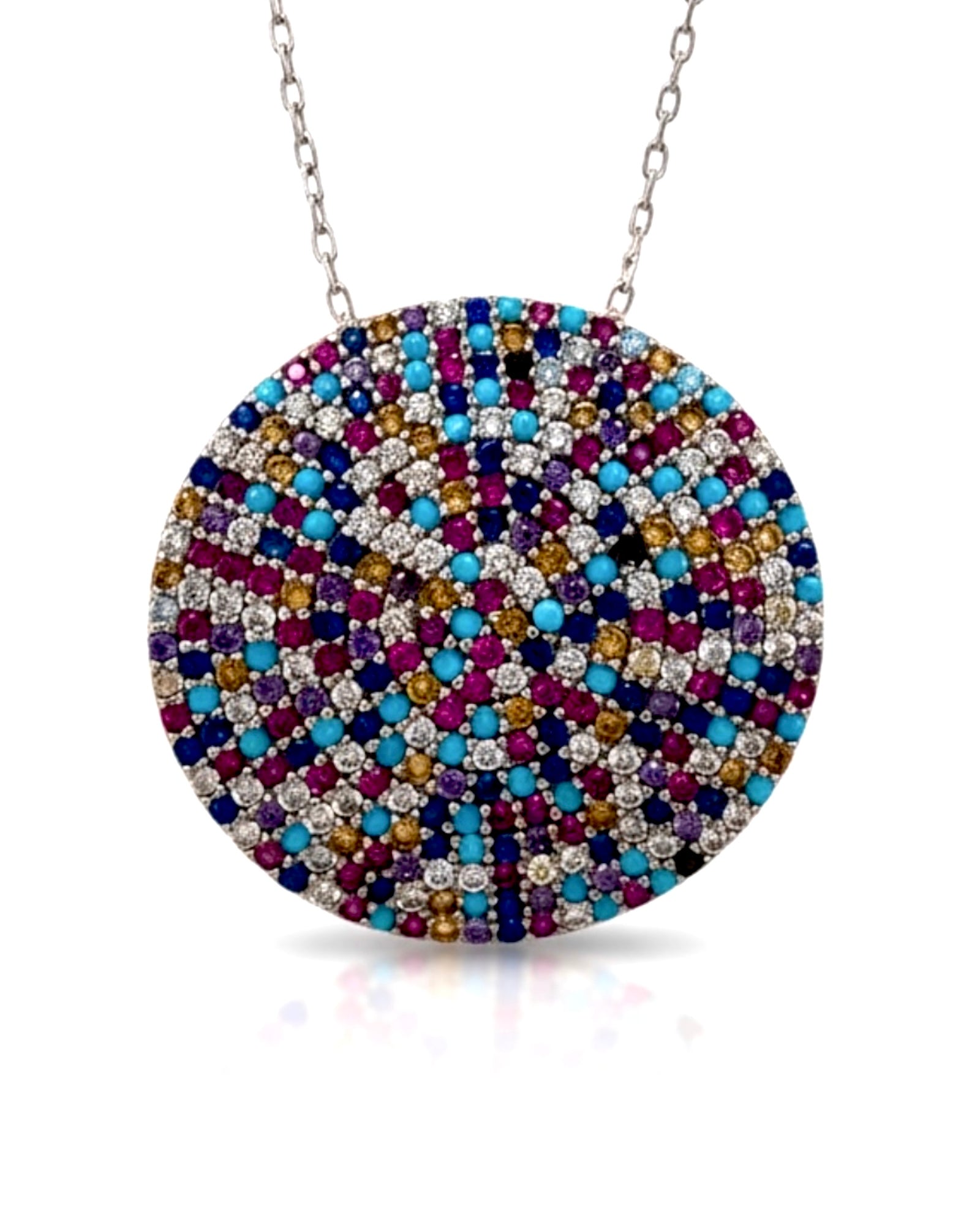 Colorful Pink Silver Necklace