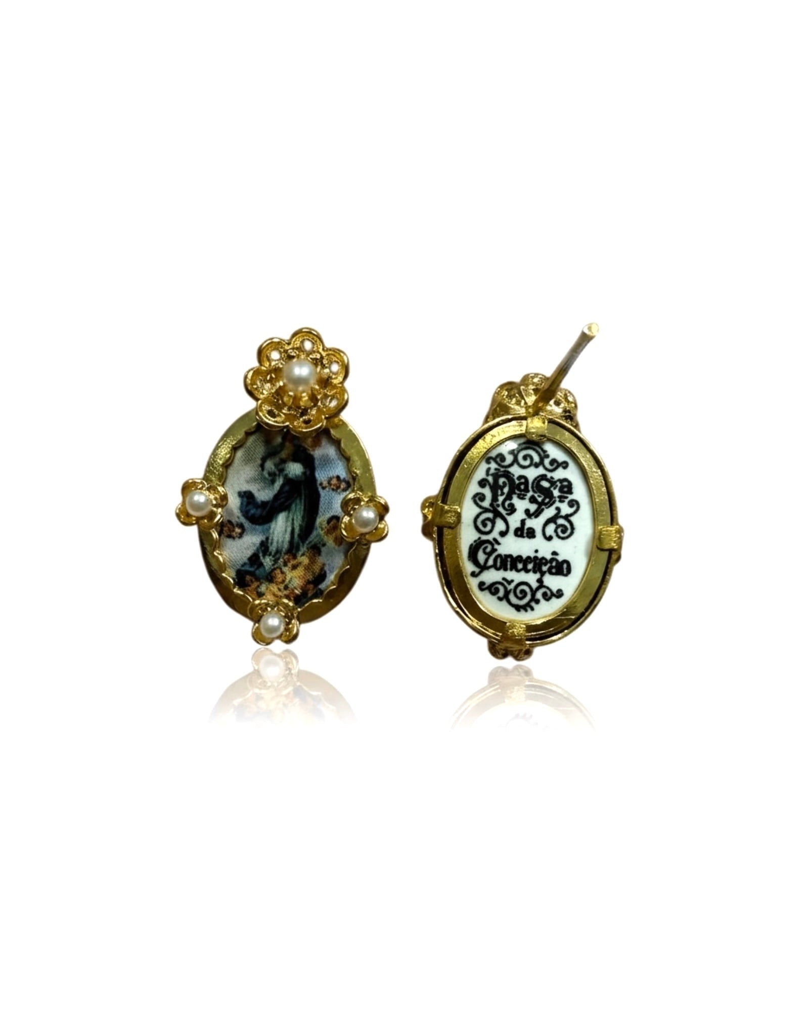 Our Lady of the Immaculate Conception Earrings in Gold-Plated Silver