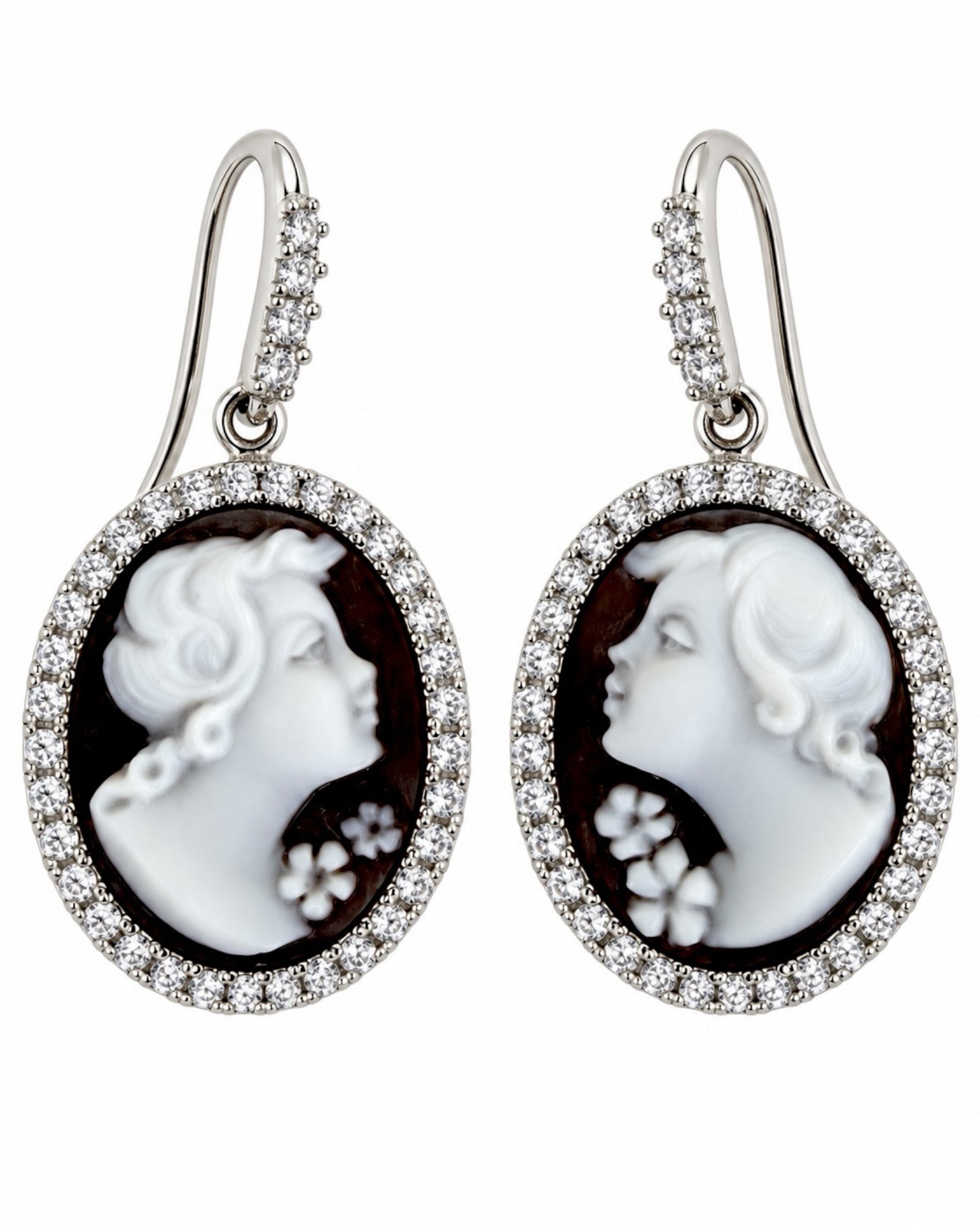 Silver Cameo Earrings
