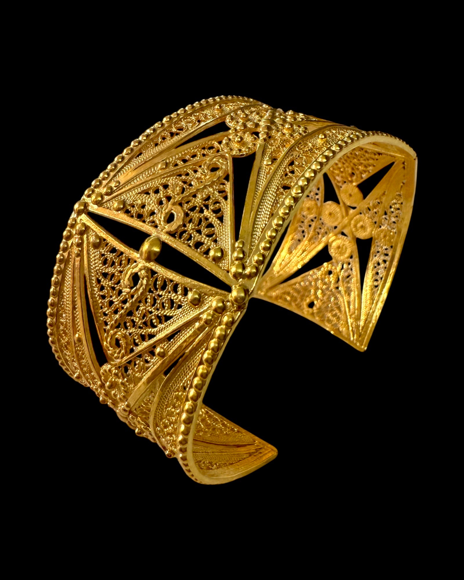 Pulseira Escrava em Filigrana e Prata Dourada