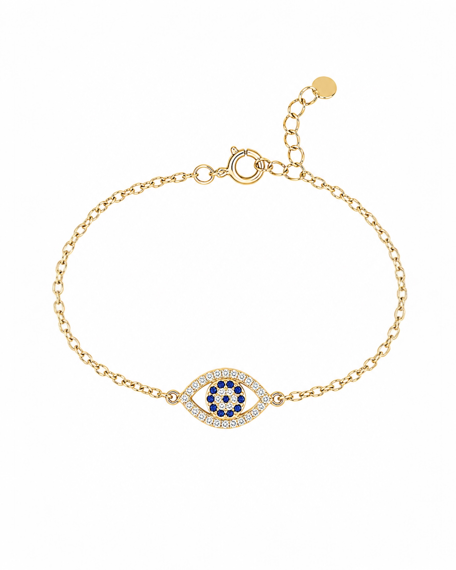 Pulseira com Olho da Sorte em Prata Dourada