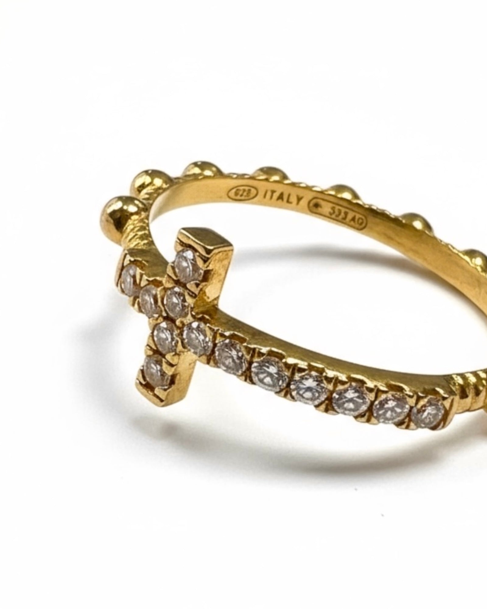 Gold-plated silver cross ring