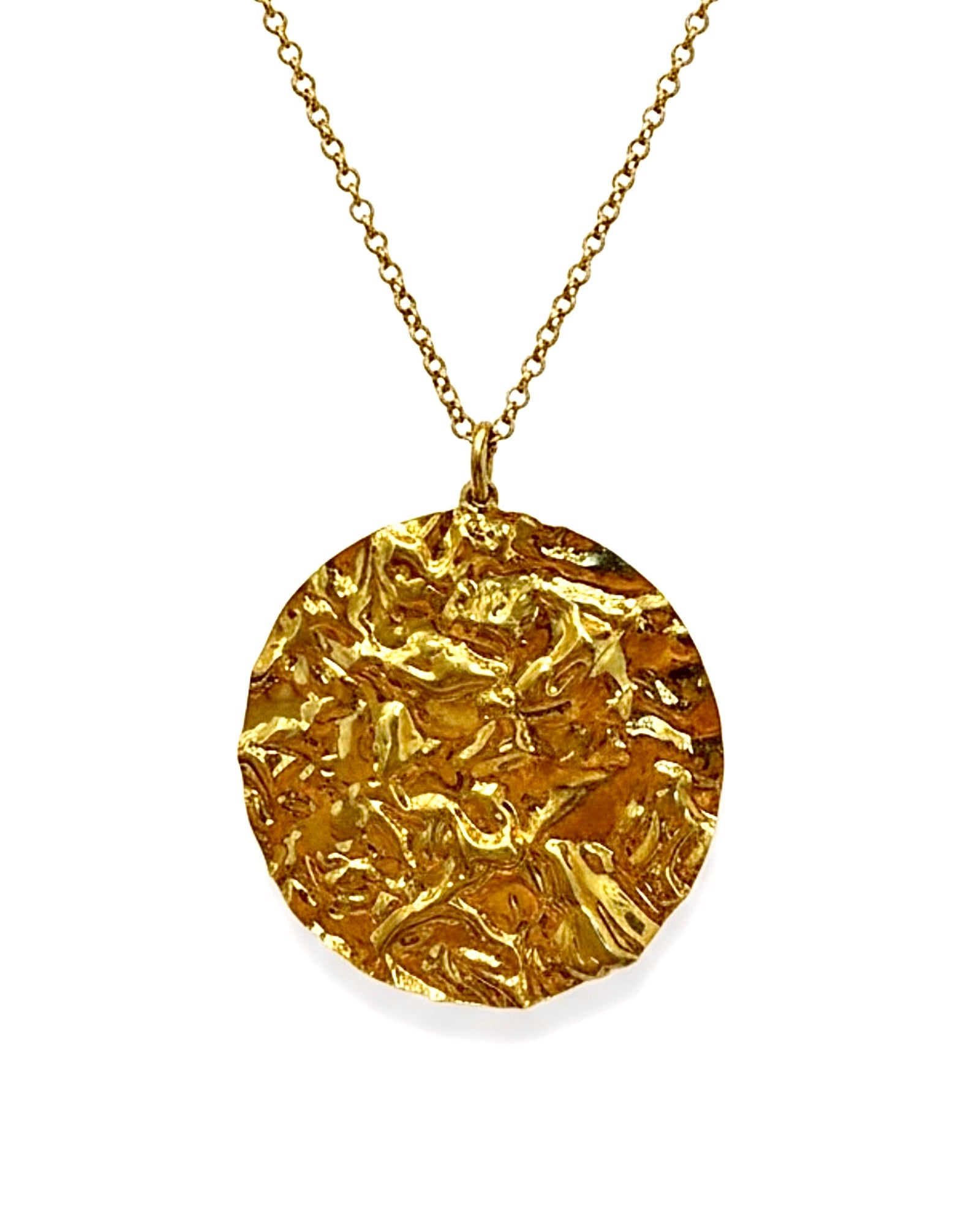 Hammered Circle Necklace in Gold-Plated Silver