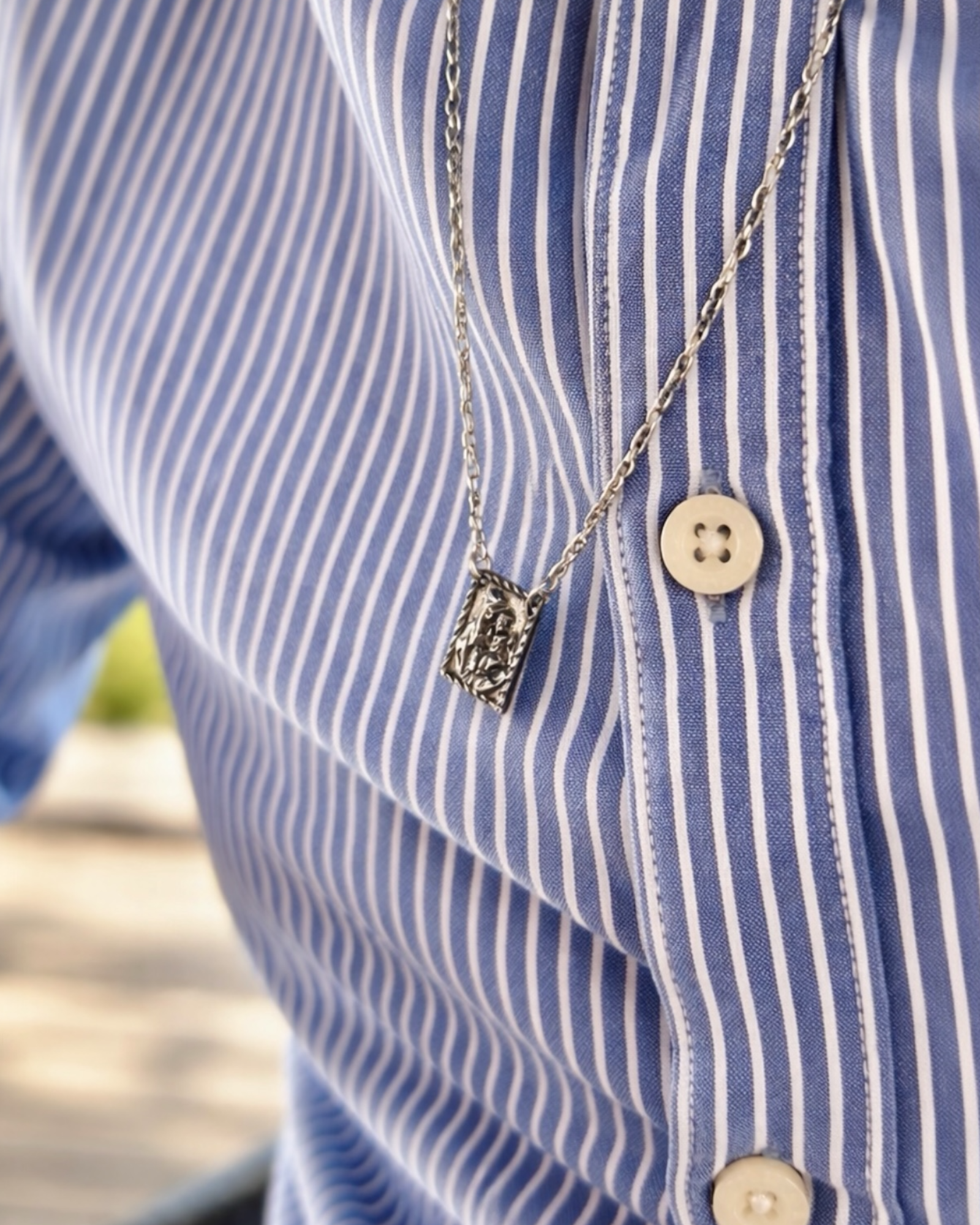 L- Escapulário Homem Malha Tradicional em Prata