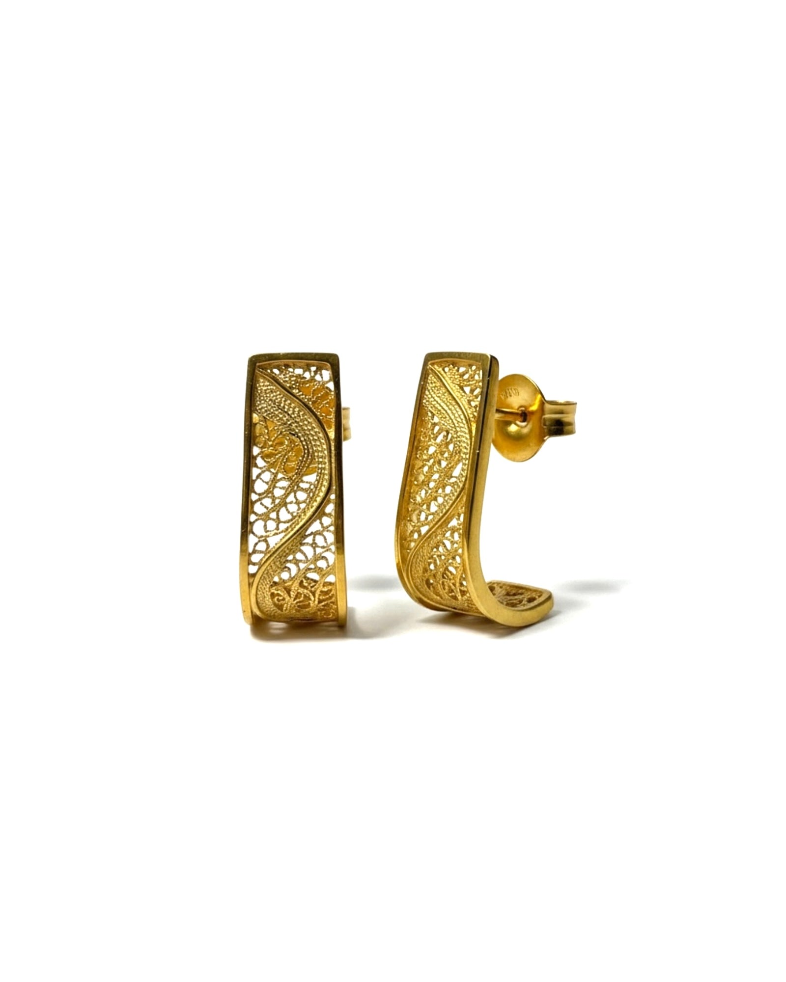 Brincos Filigrana em Prata Dourada