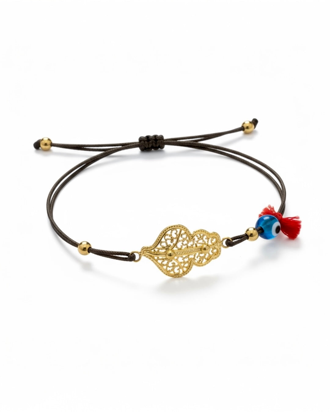 Silk Bracelet with Viana Heart in Gold-Plated Silver